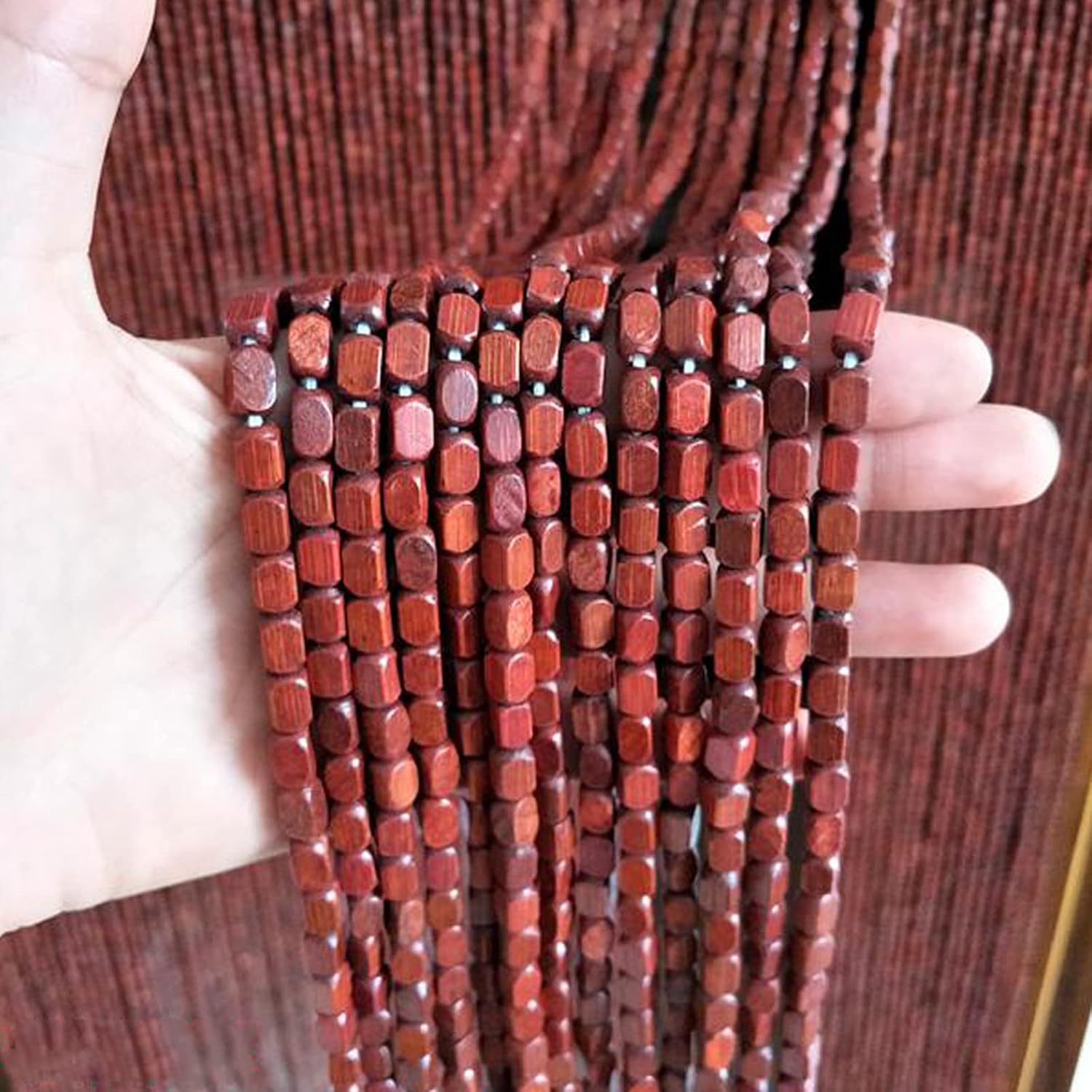 Natural Wood Bamboo Beaded Curtain Door Divider