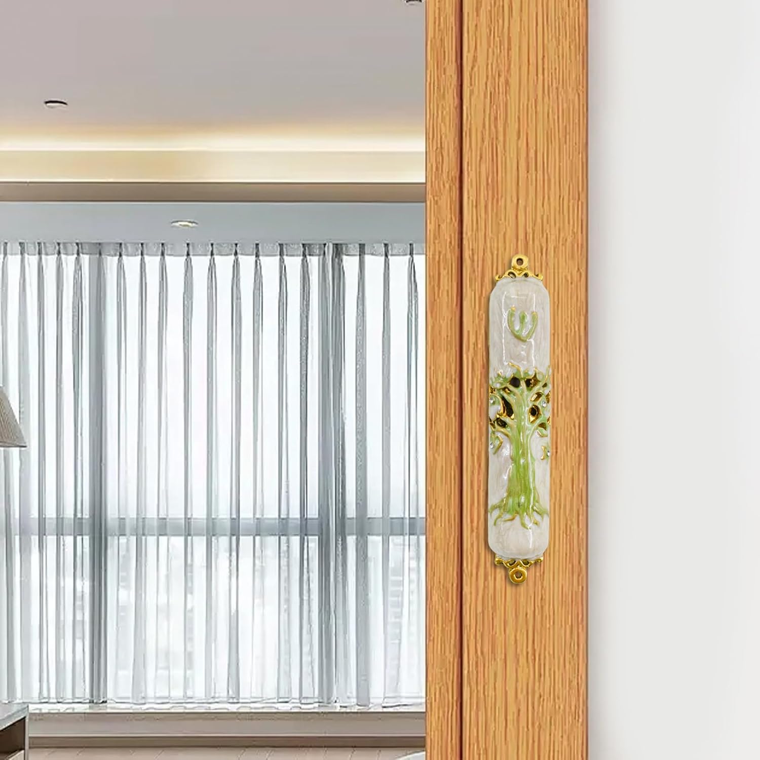 MrMrKura Green Mezuzah Door Scroll Holder