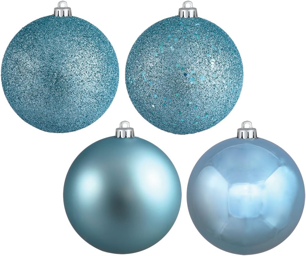 Vickerman 4 Inch Baby Blue 4 Finish Ornaments 12 Pack