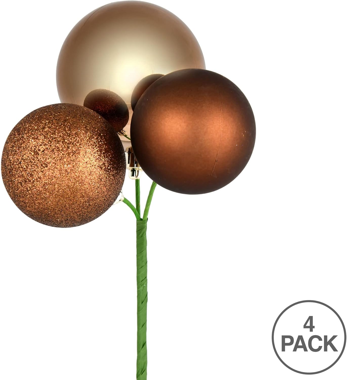 Vickerman 18 Inch Mocha Ball Ornament - 4 Pack