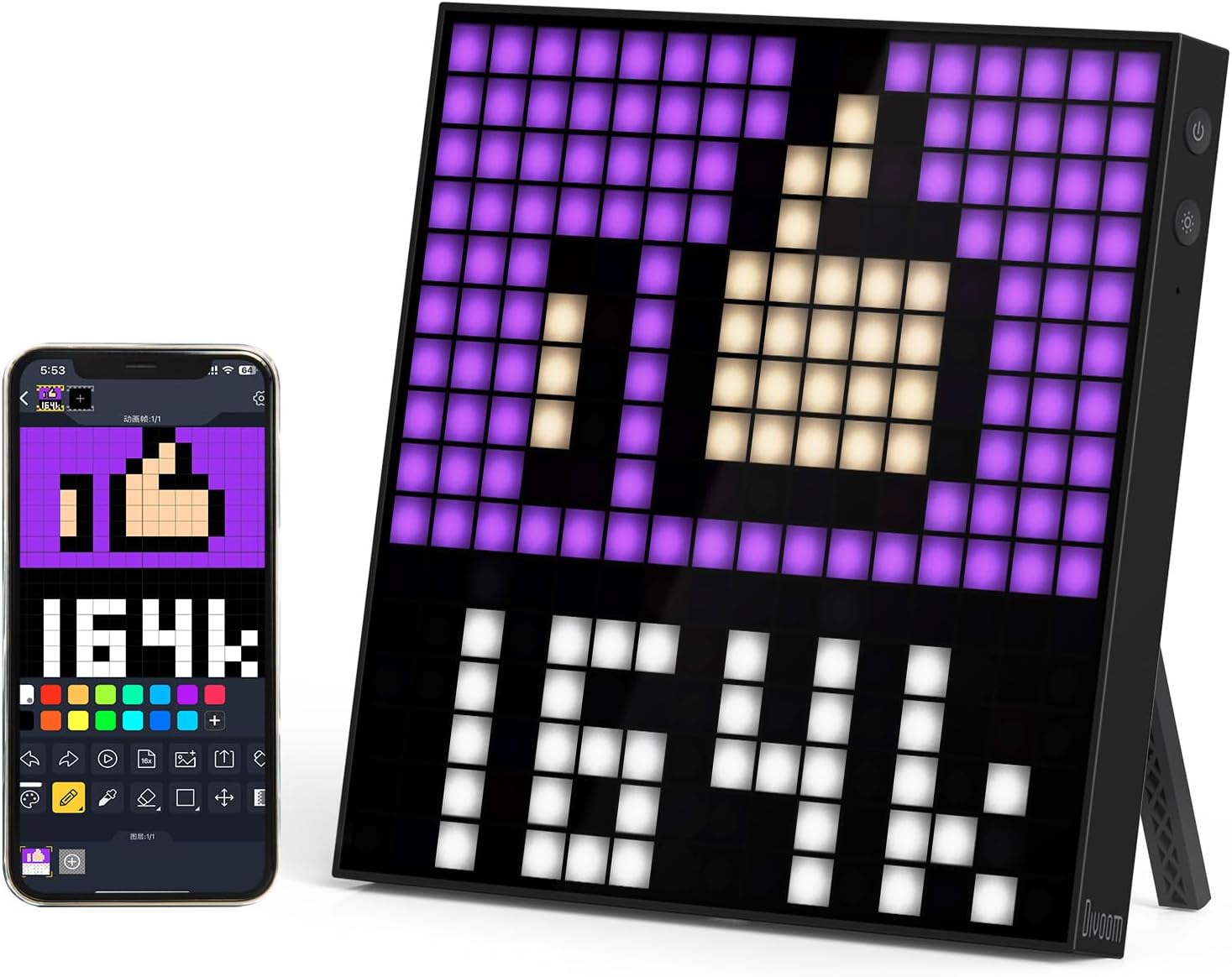 Divoom Pixoo 16 Pixel Art Digital Clock with WiFi and App Control