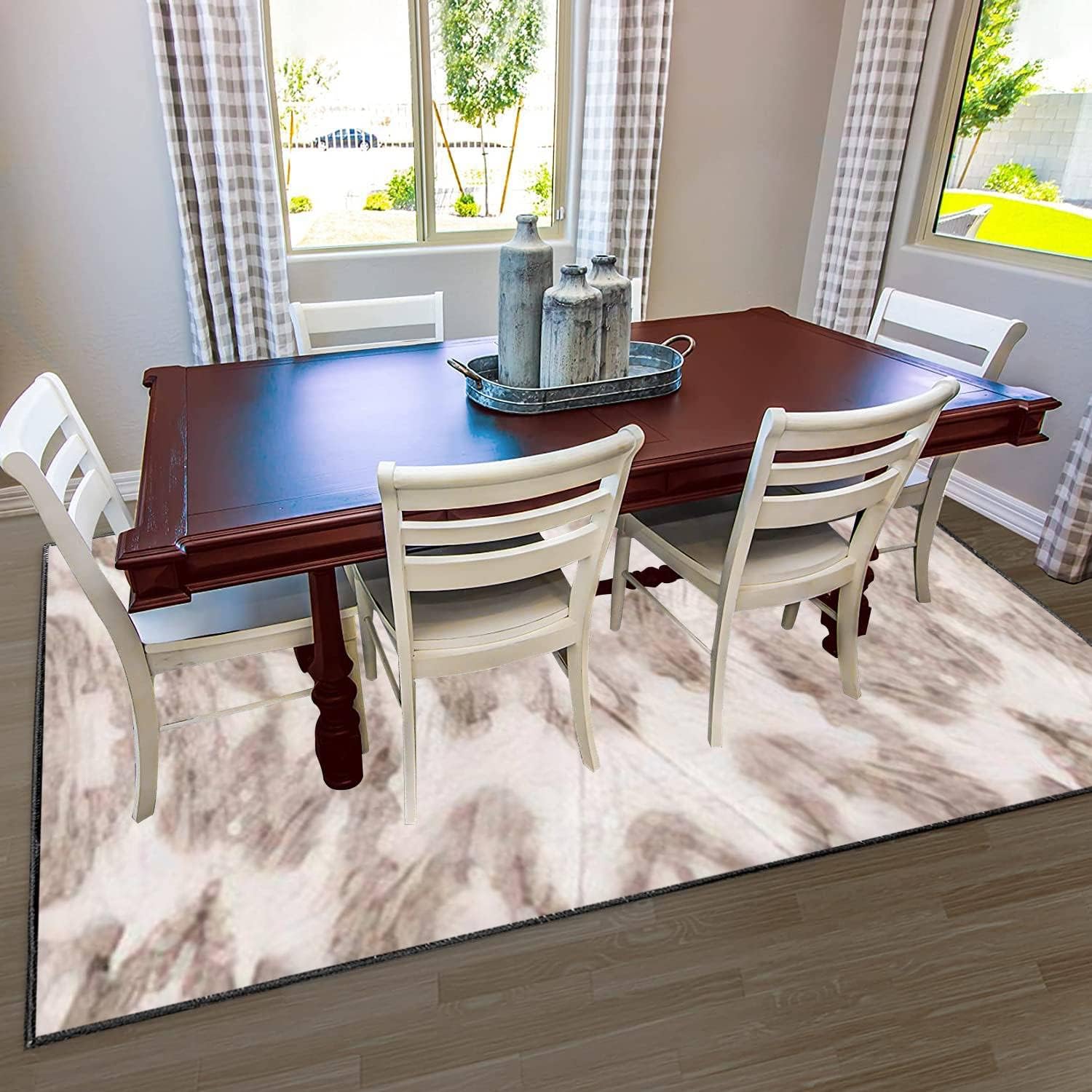 Modern 3D Area Rug With Abstract Bohemian Stripe Mauve Design