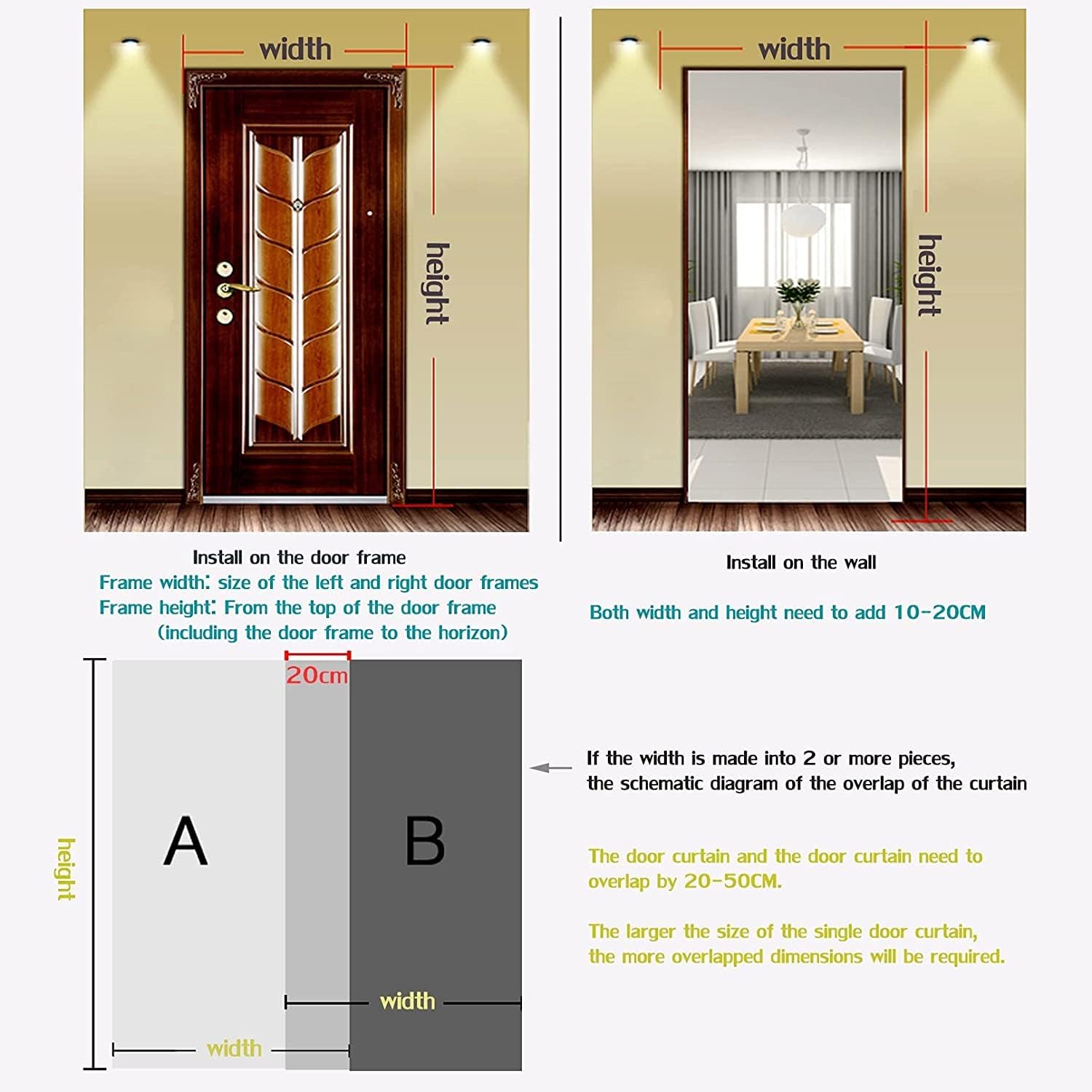 Cotton Door Curtain 120x240cm Soundproof Thermal Panel
