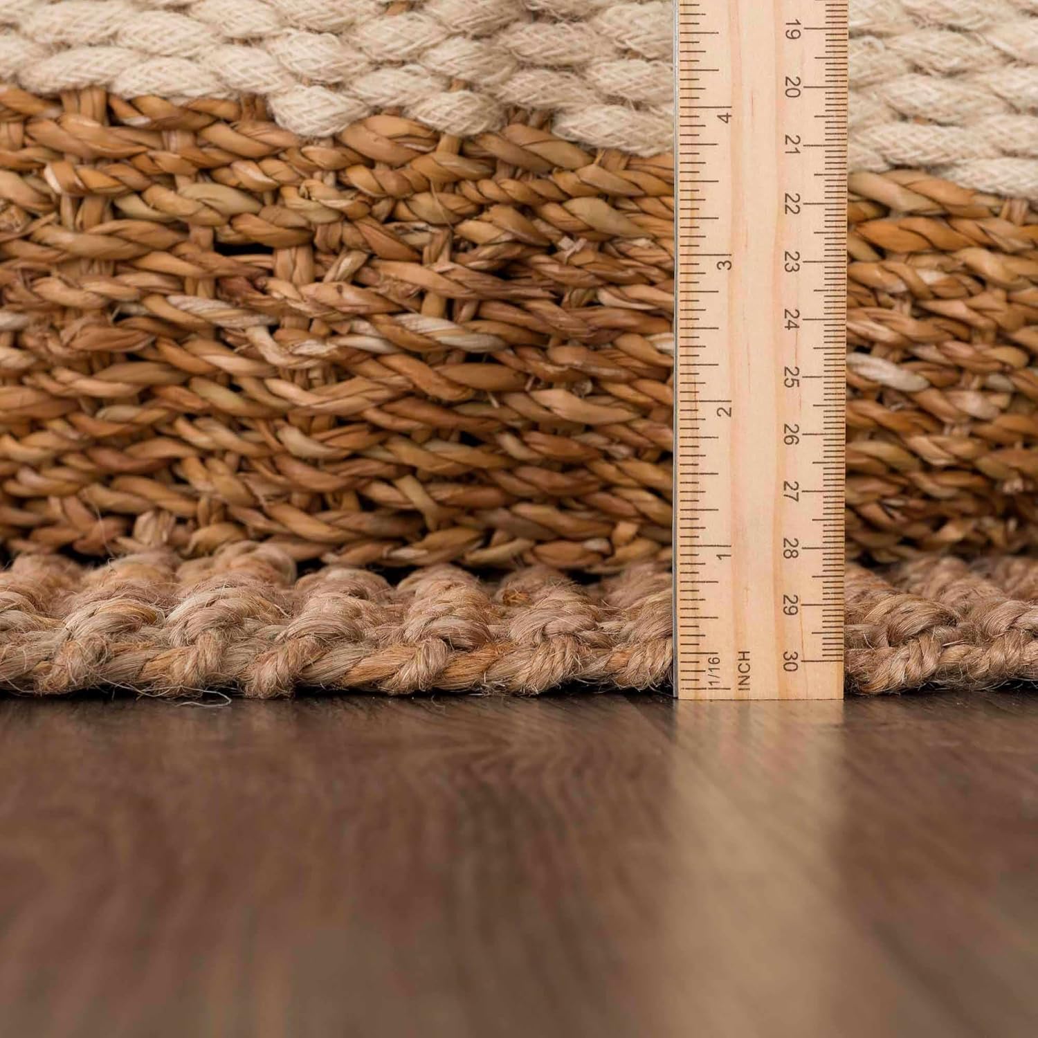 Moncton Bohemian Jute Runner Rug - 26 x 16 Farmhouse Style Hallway Carpet