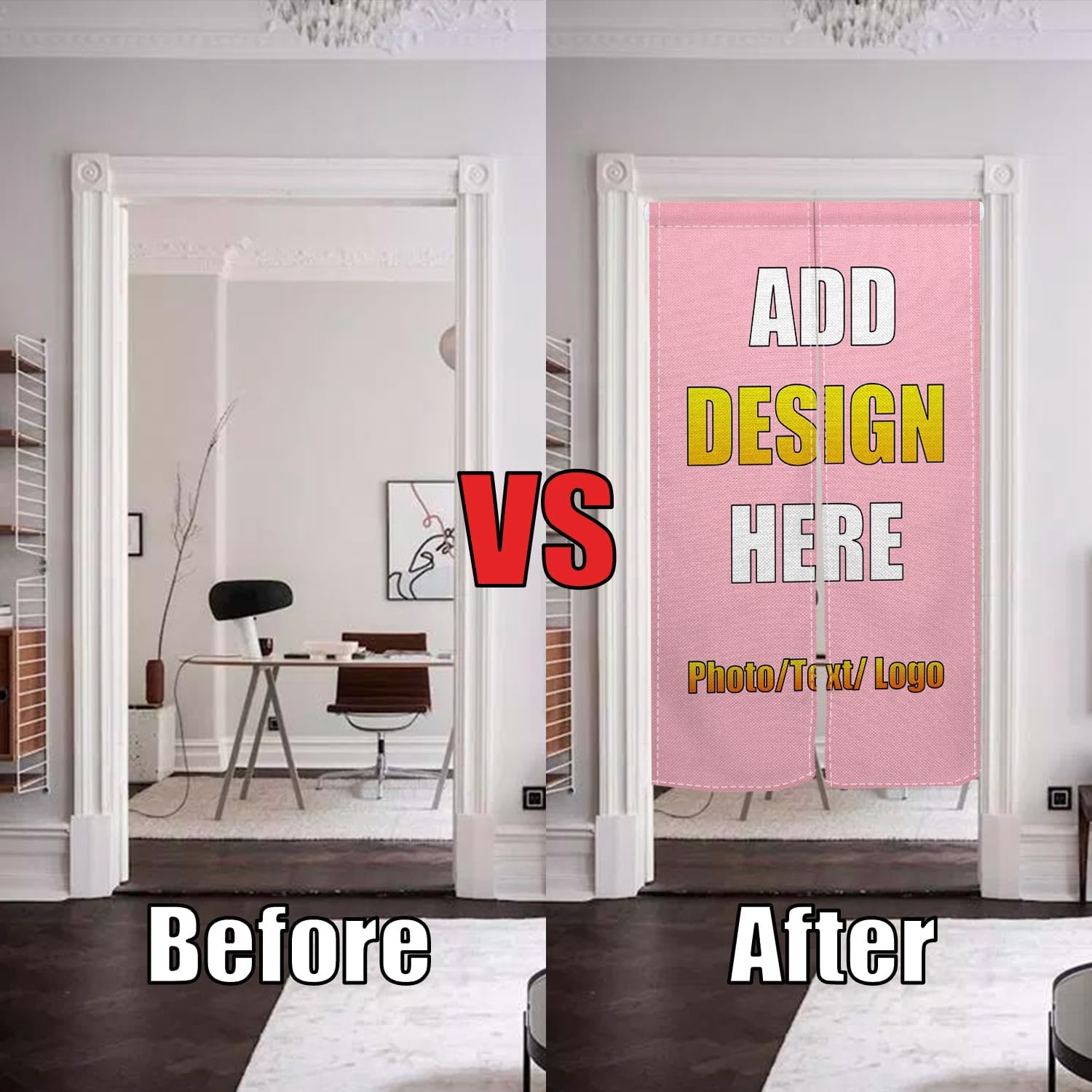 Custom Noren Curtain for Door Divider with Photo Text Logo
