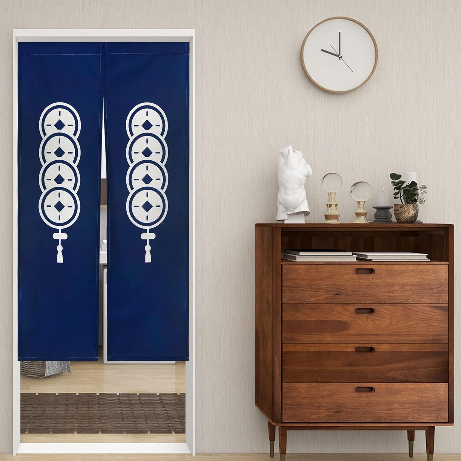 LIGICKY Japanese Noren Curtain Door Divider 335x59 Inch Navy Blue