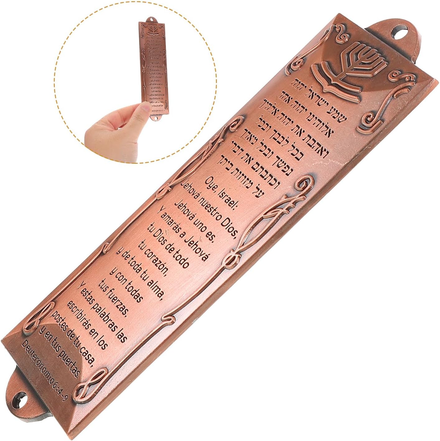LOGOFUN Mezuzah with Scroll Metal Case Rose Gold