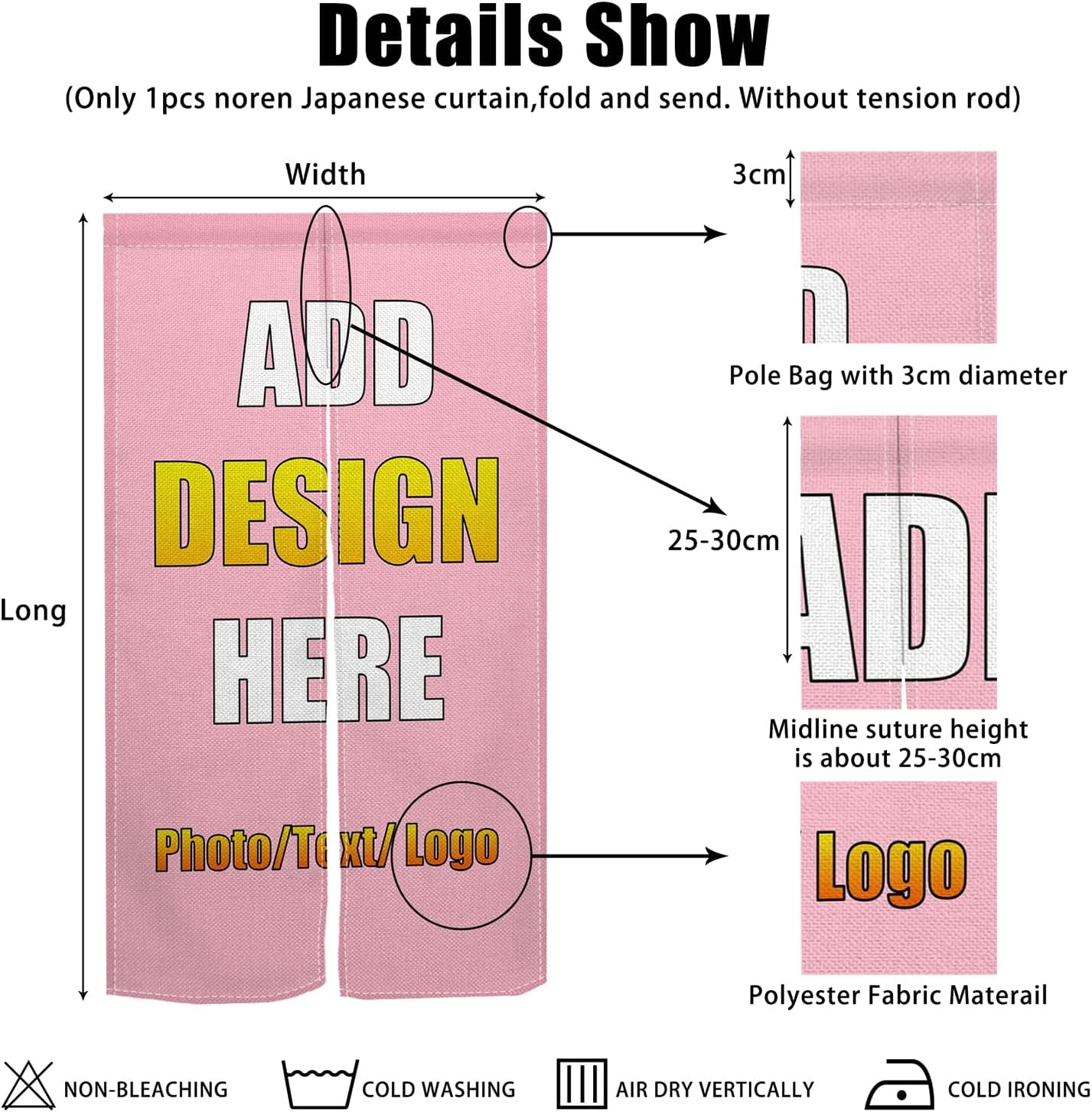 Custom Noren Curtain for Door Divider with Photo Text Logo