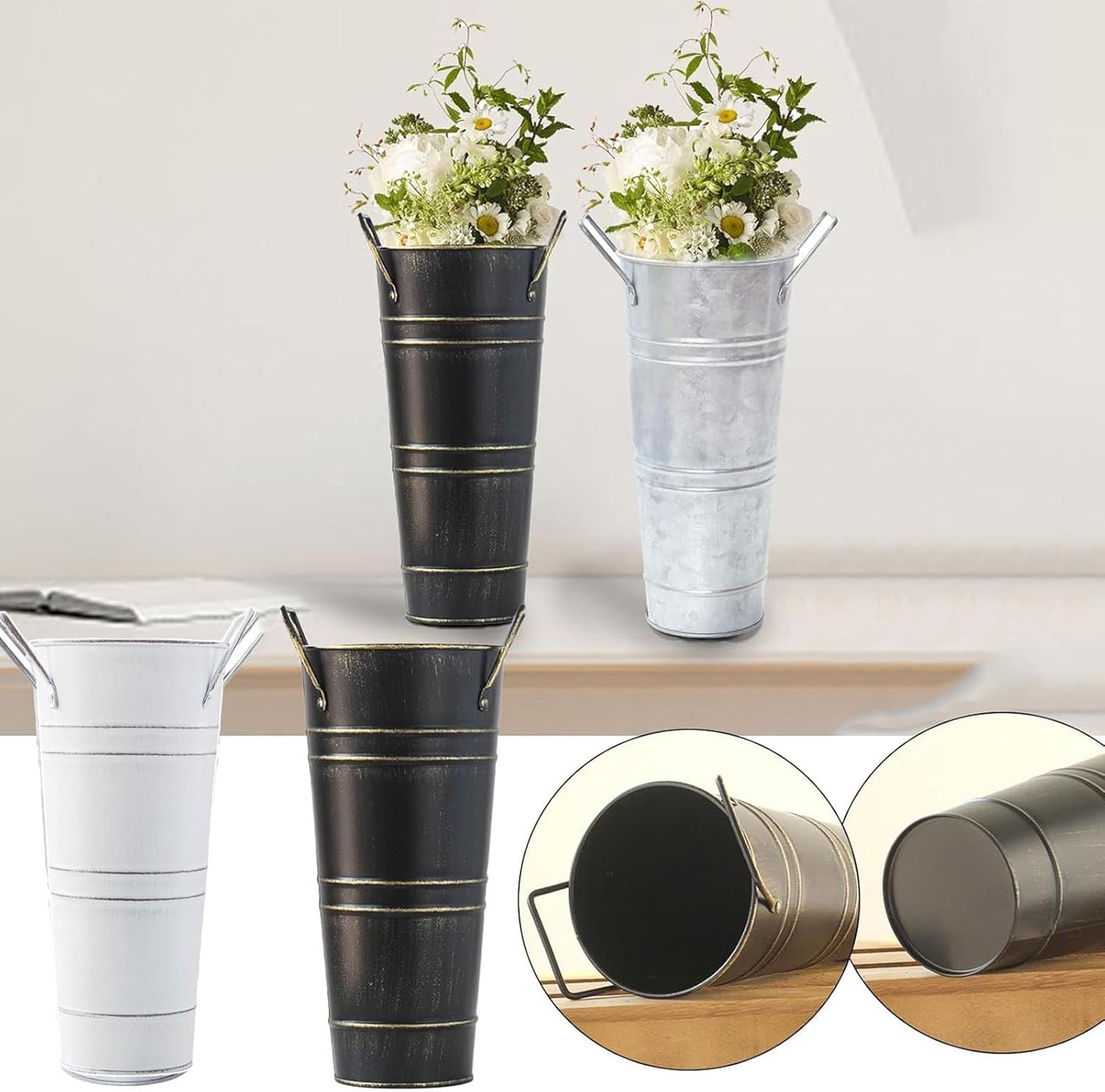 Durable Metal Round Umbrella Stand with Canes and Walking Stick Holder