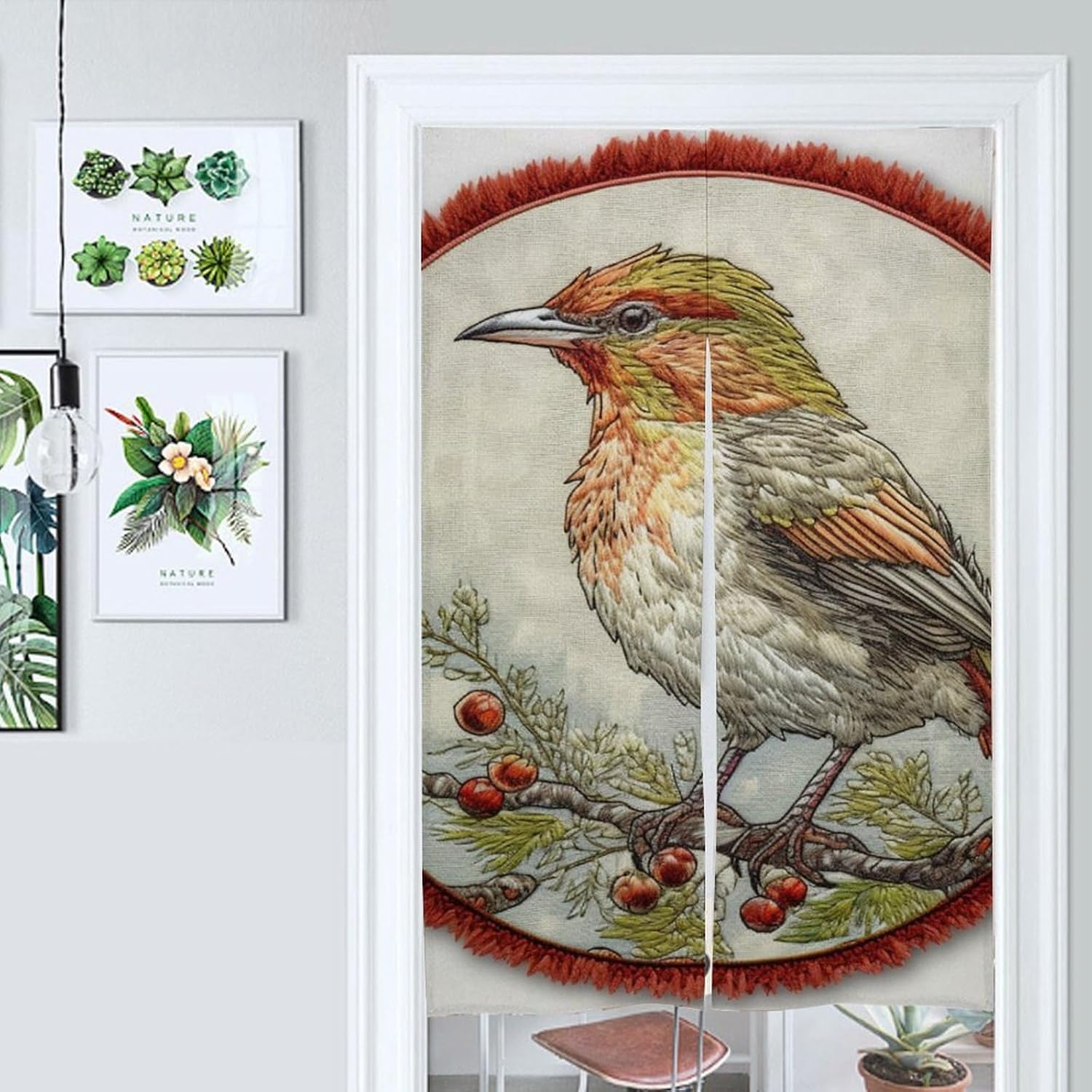 Japanese Style Noren Door Curtain with Bird Design