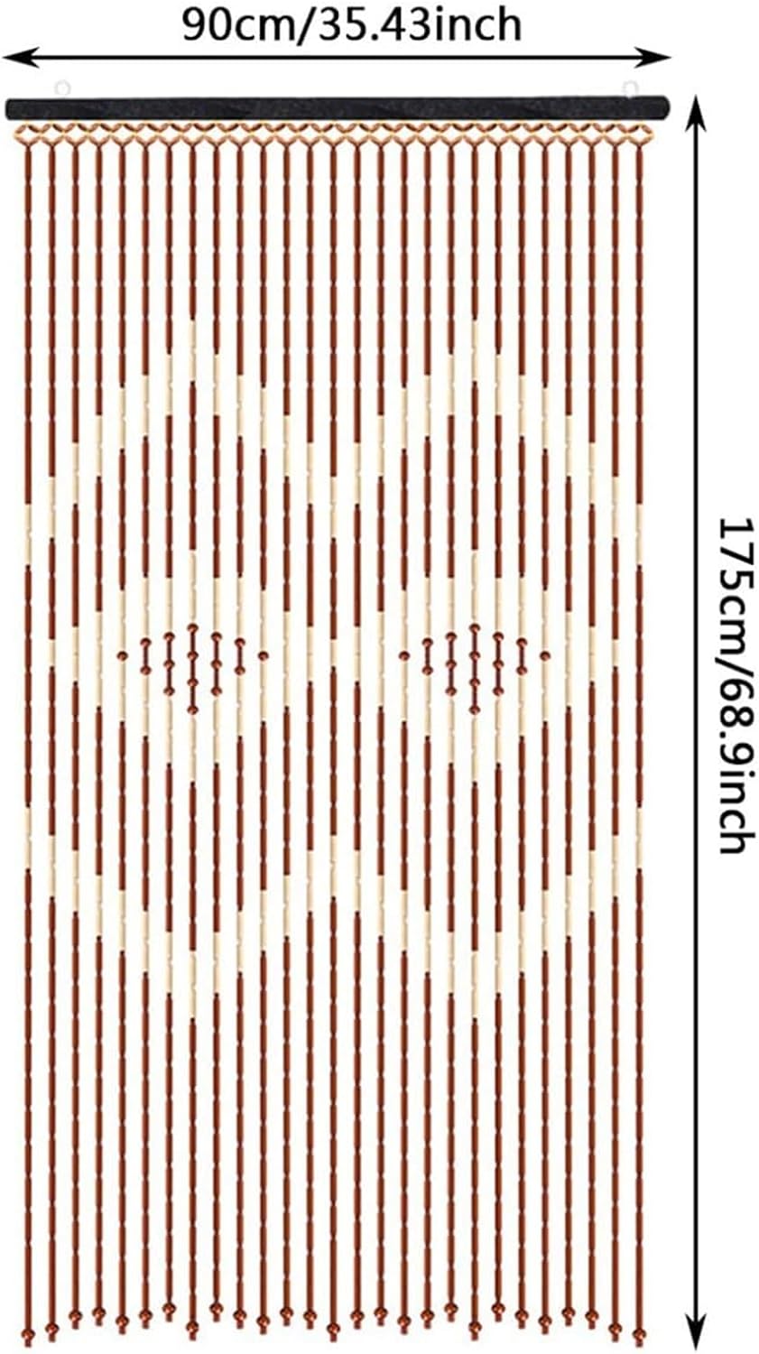 Wood Beaded Curtain with Bamboo Design 27 Strands
