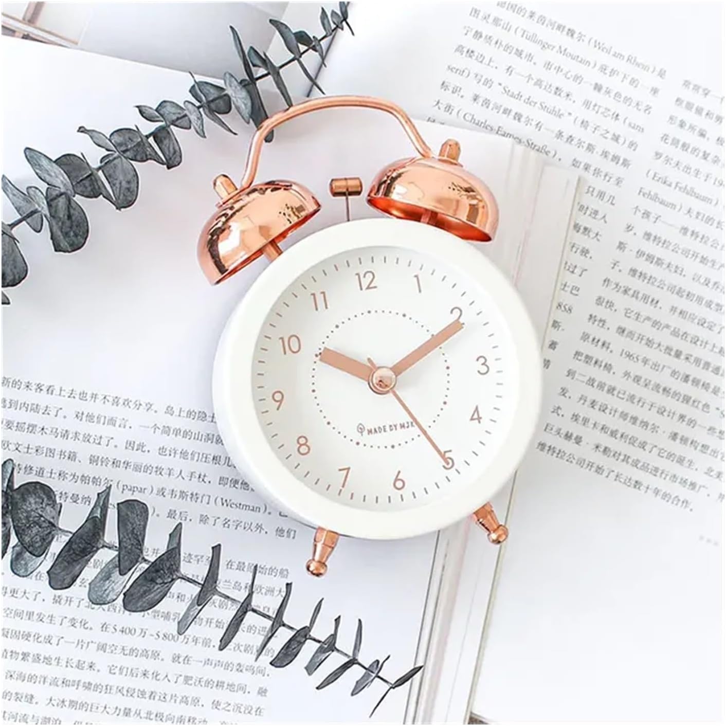 Rose Gold Simple Metal Alarm Clock with LED Light