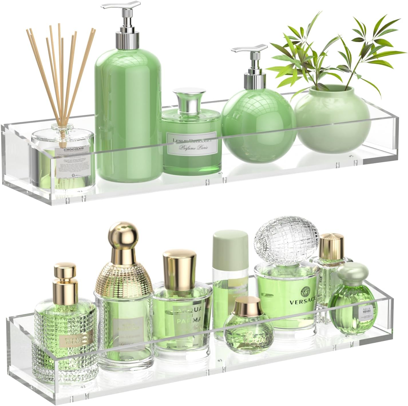 2PCS Clear Acrylic Floating Shelves for Wall Mounting