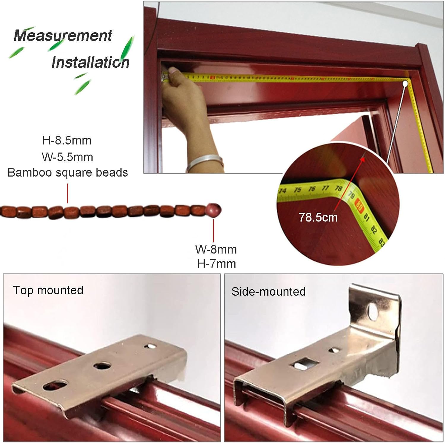 Wooden Beaded Bamboo Door Curtain with 90 Strings