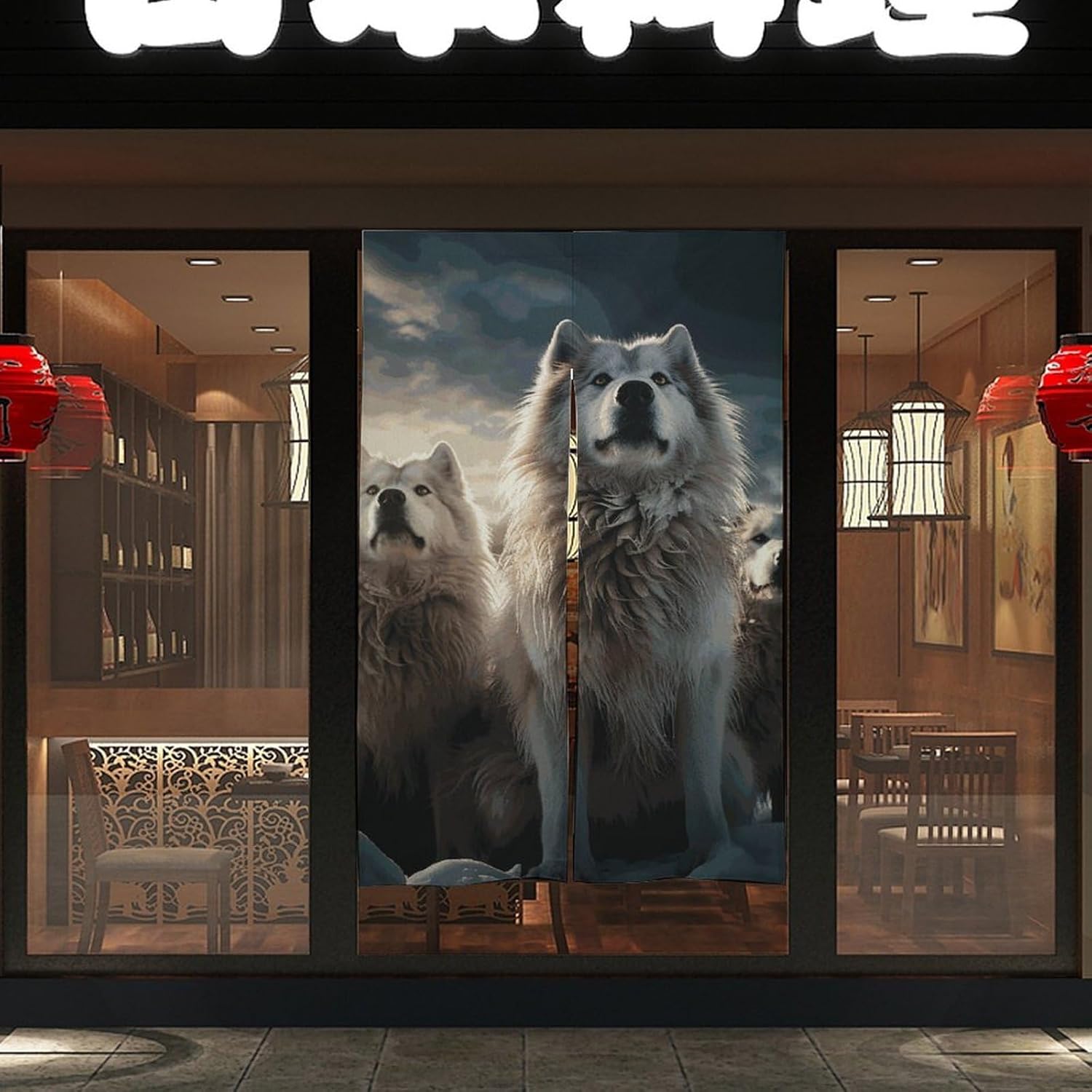 Wolf Tribe Door Cover Curtain 57x17 Inches