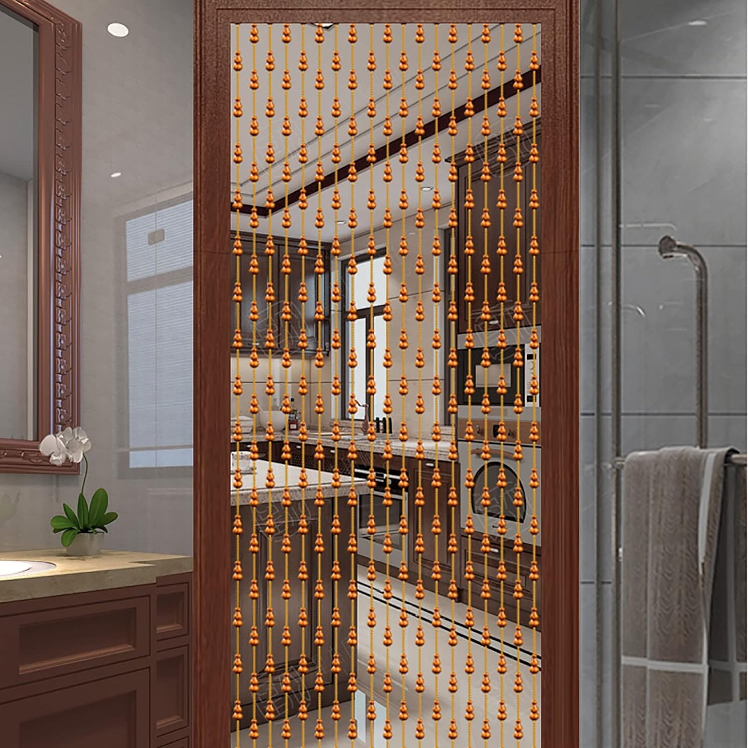 XOOFMASS Wood Beaded Curtain for Doorway Partition
