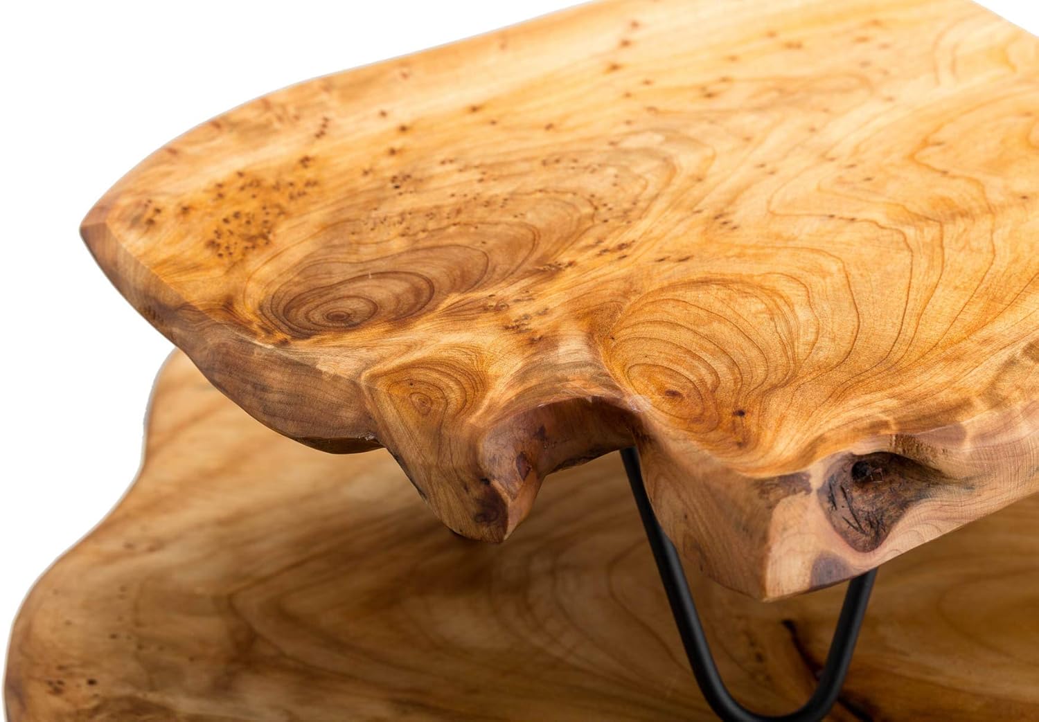 TJ Global Natural Edge Wooden Stand with Hairpin Legs