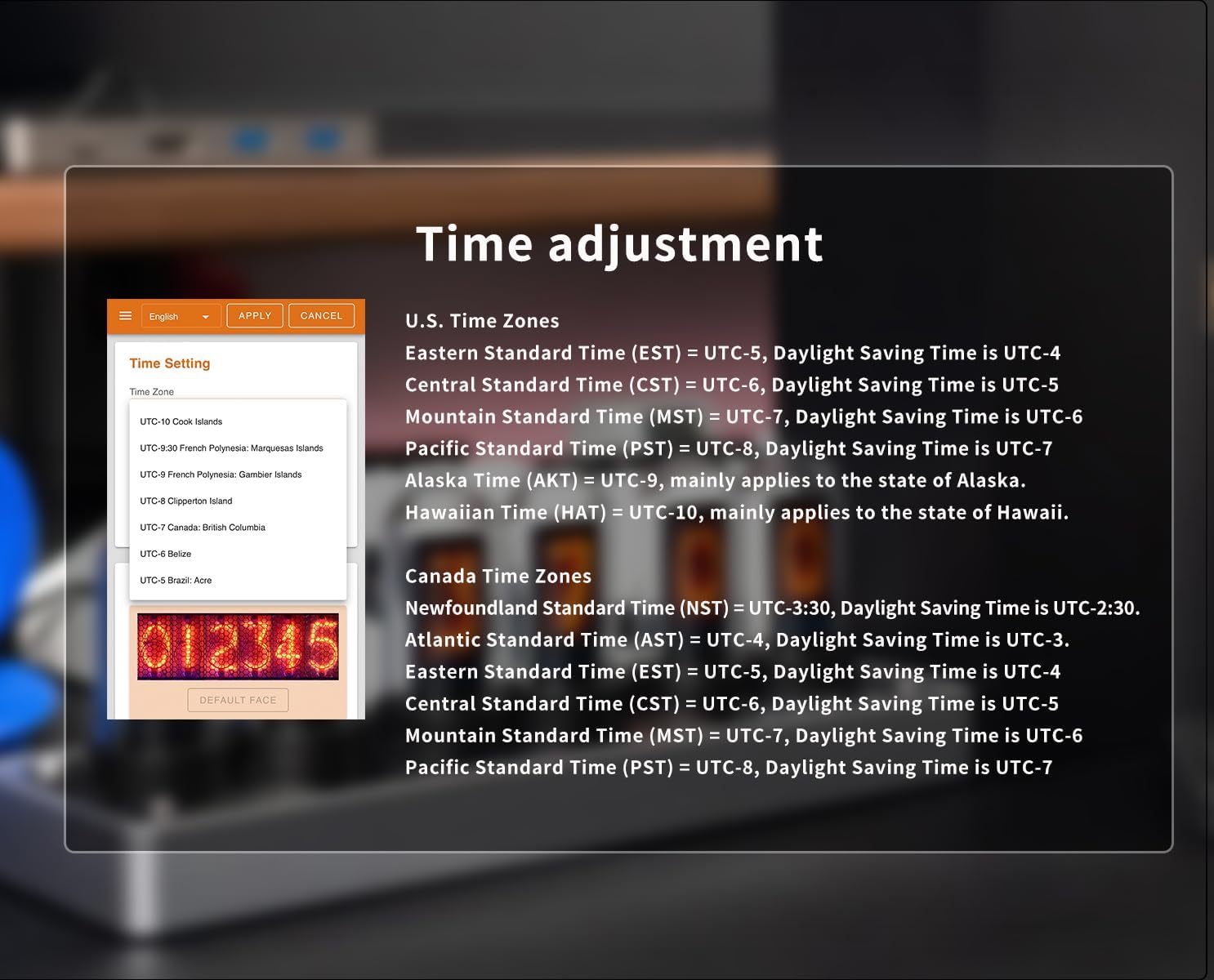 Retro Nixie Tube Clock with RGB Display and Aluminum Base