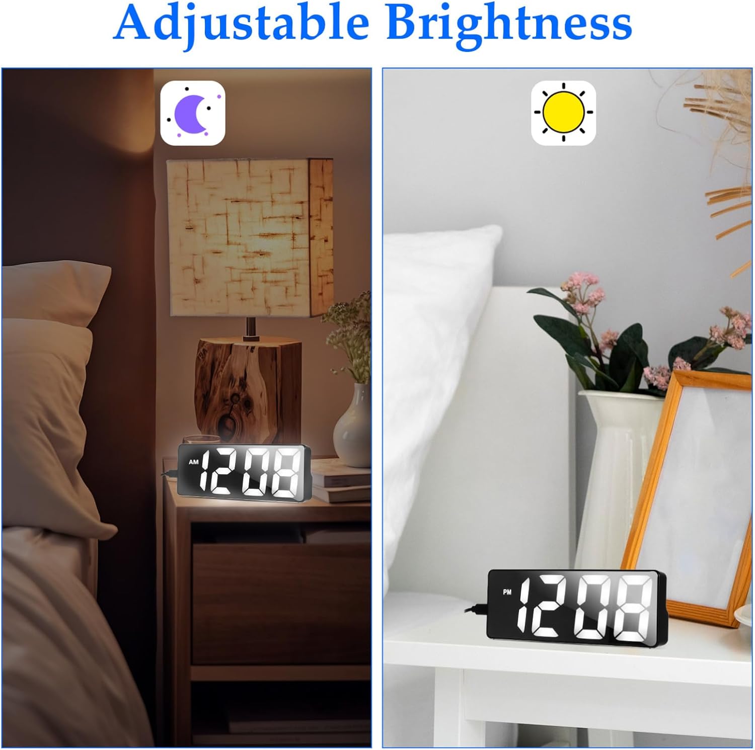 Digital LED Alarm Clock with Mirror and Multi-alarm Function