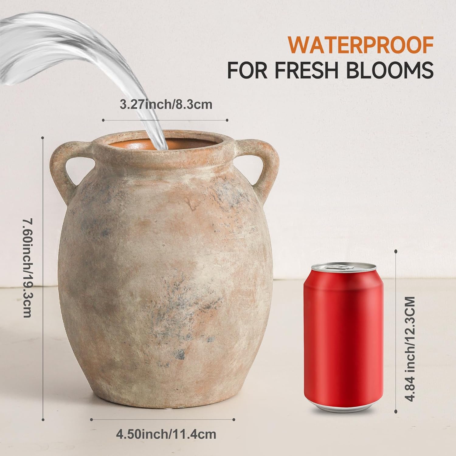 Dobbyby Ceramic Flower Vase 76 Inch Whitewashed