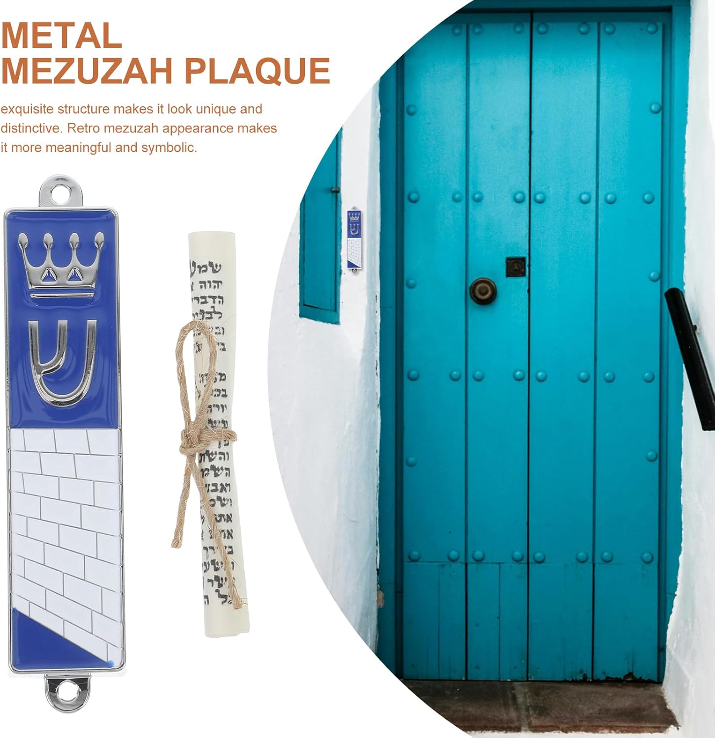 LUOZZY 2 Pcs Mezuzah Crown Metal Case Plaque Home Decor