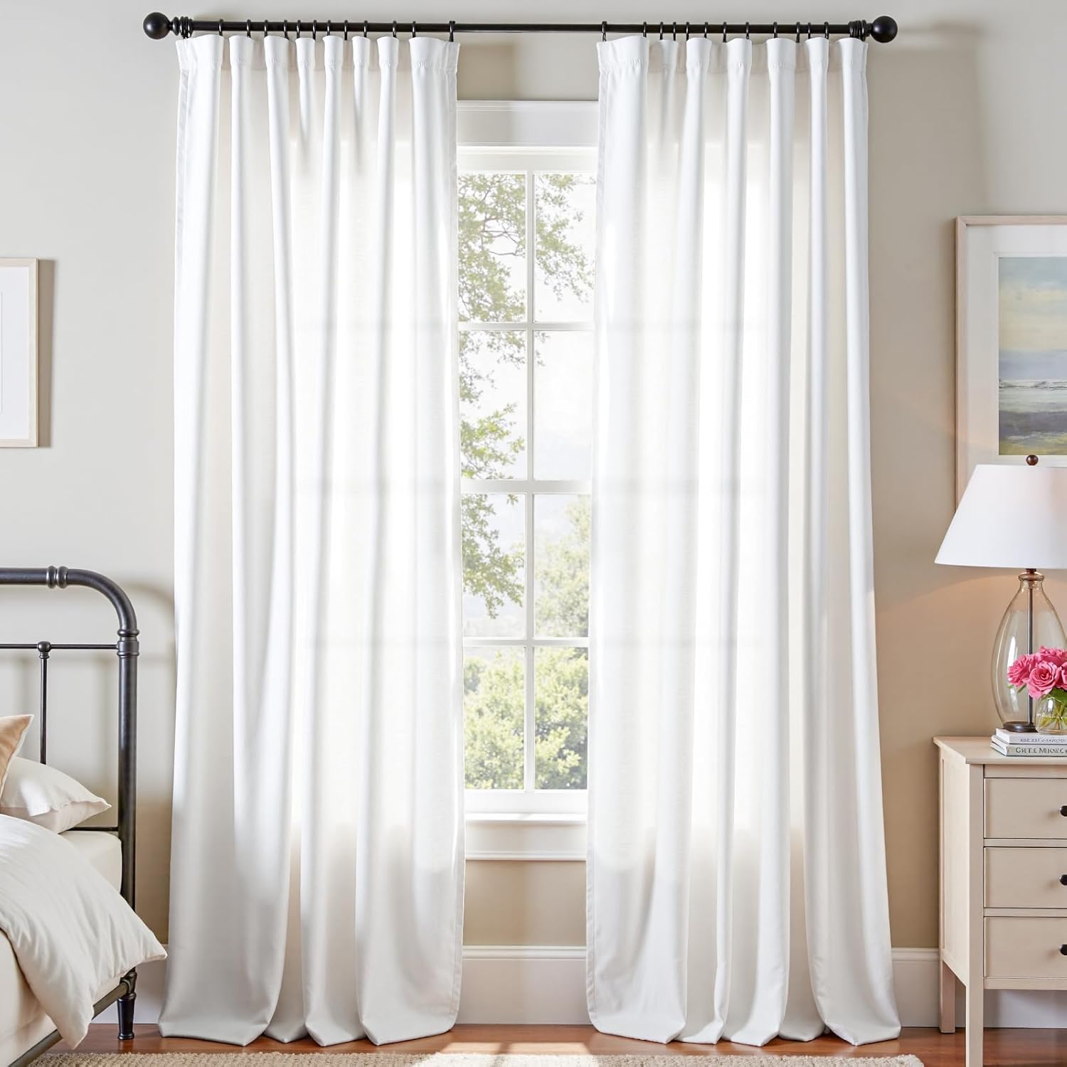 Lazzzy White Velvet 90 Inch Curtains for Living Room Bedroom