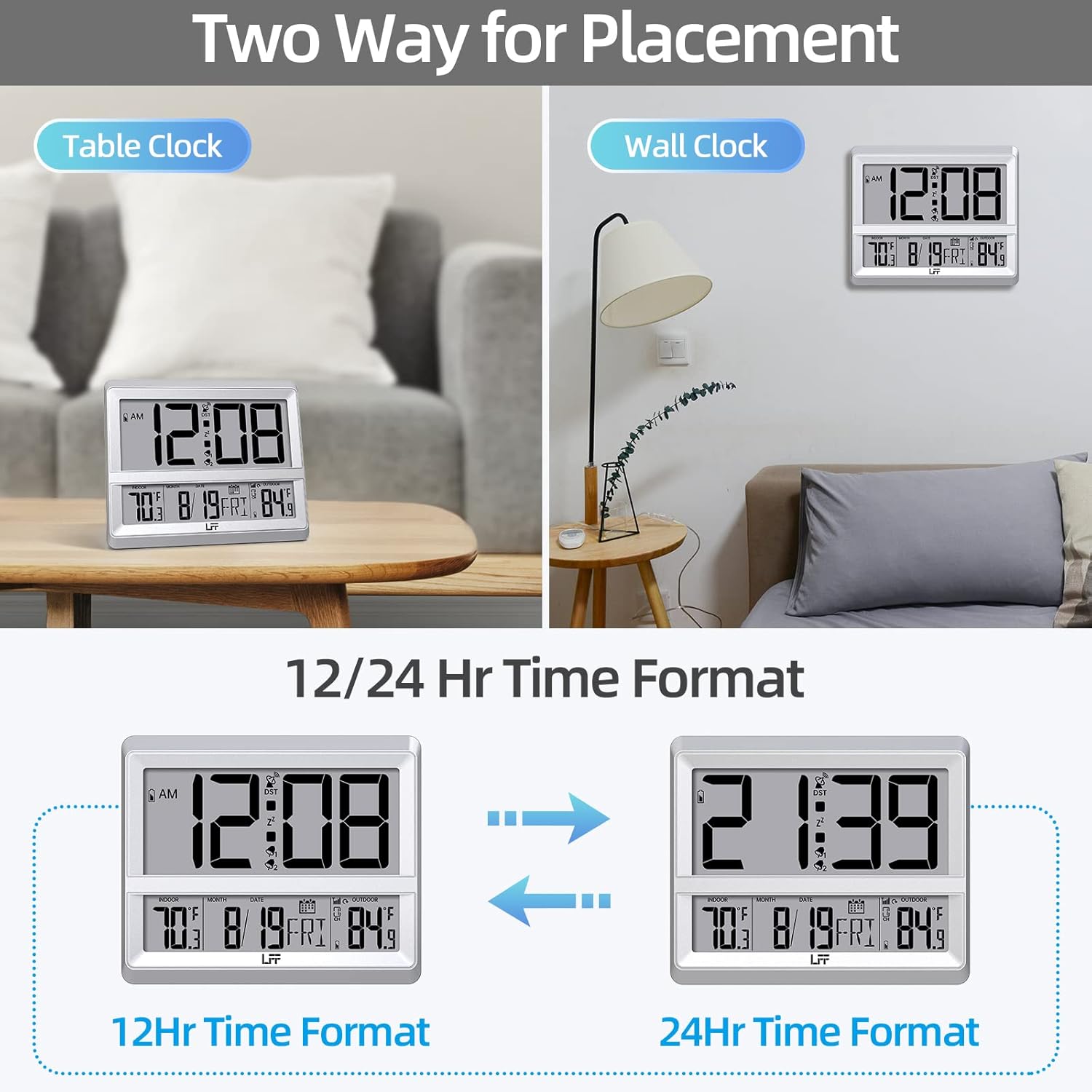 LFF Atomic Clock Large Display Wall Clock