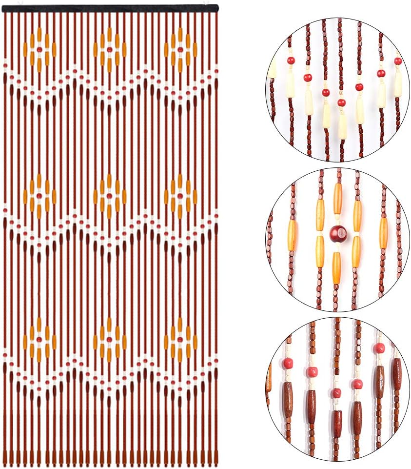 Wooden Beaded Curtain with 31 Lines Doorway Decor