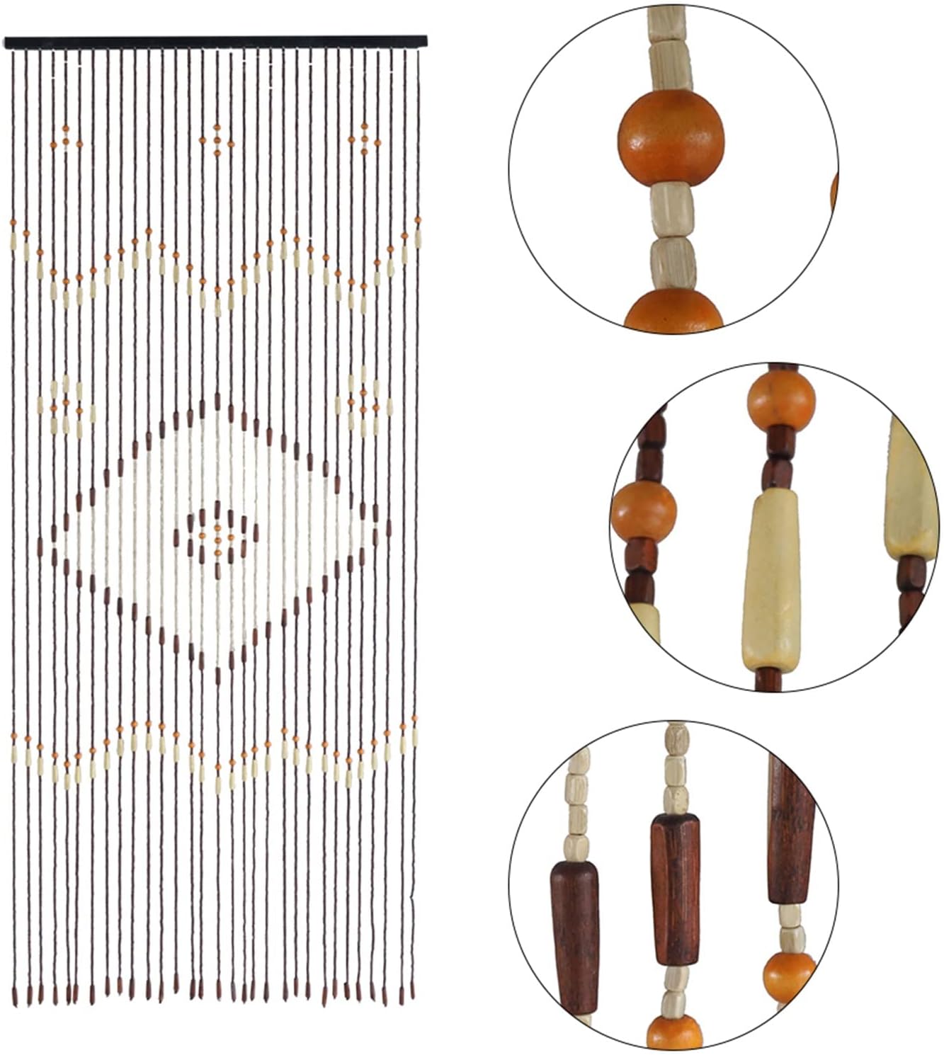 CNCEST Wooden Bead Curtain 31 Lines Panel
