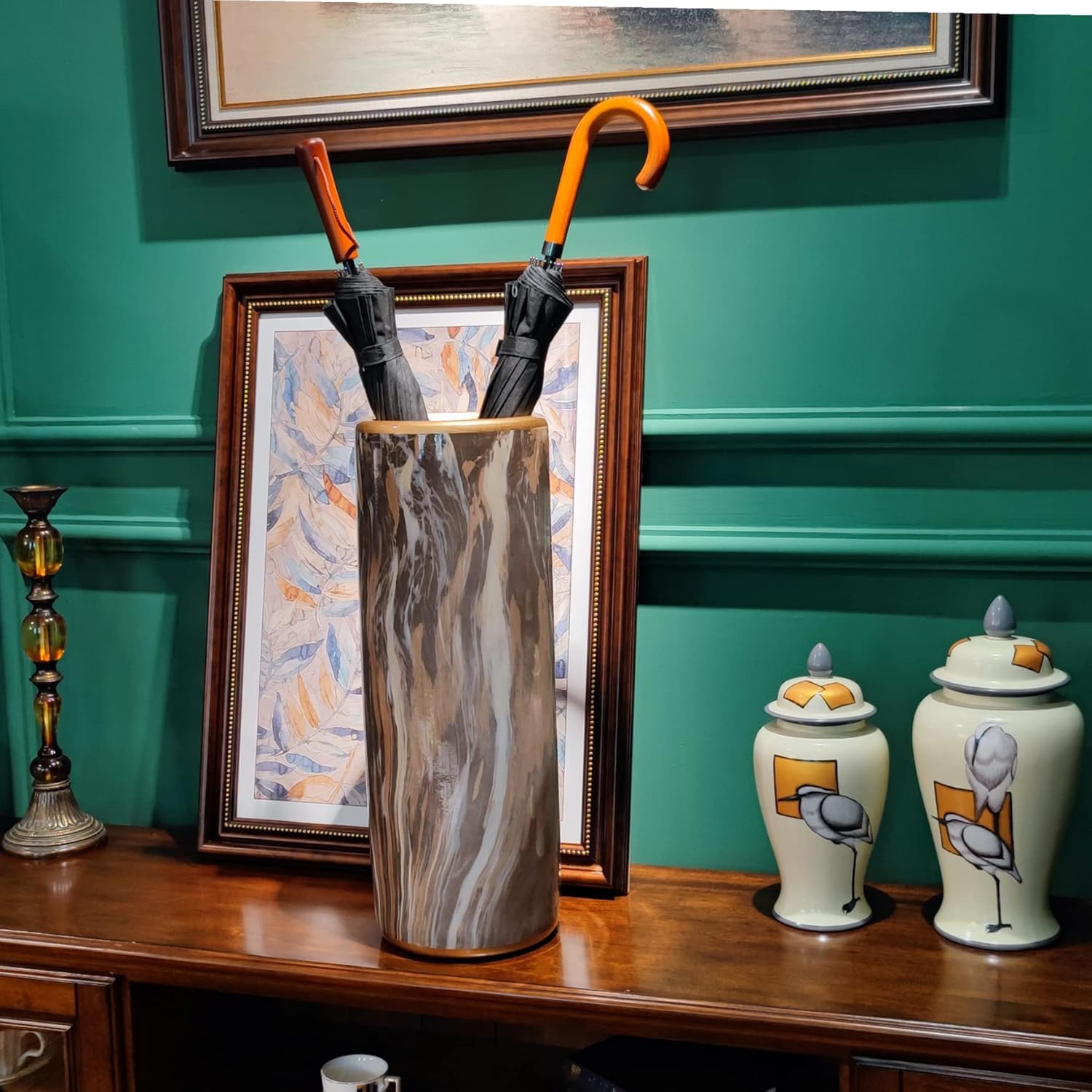 Marble Pattern Umbrella Stand Modern Bucket Design