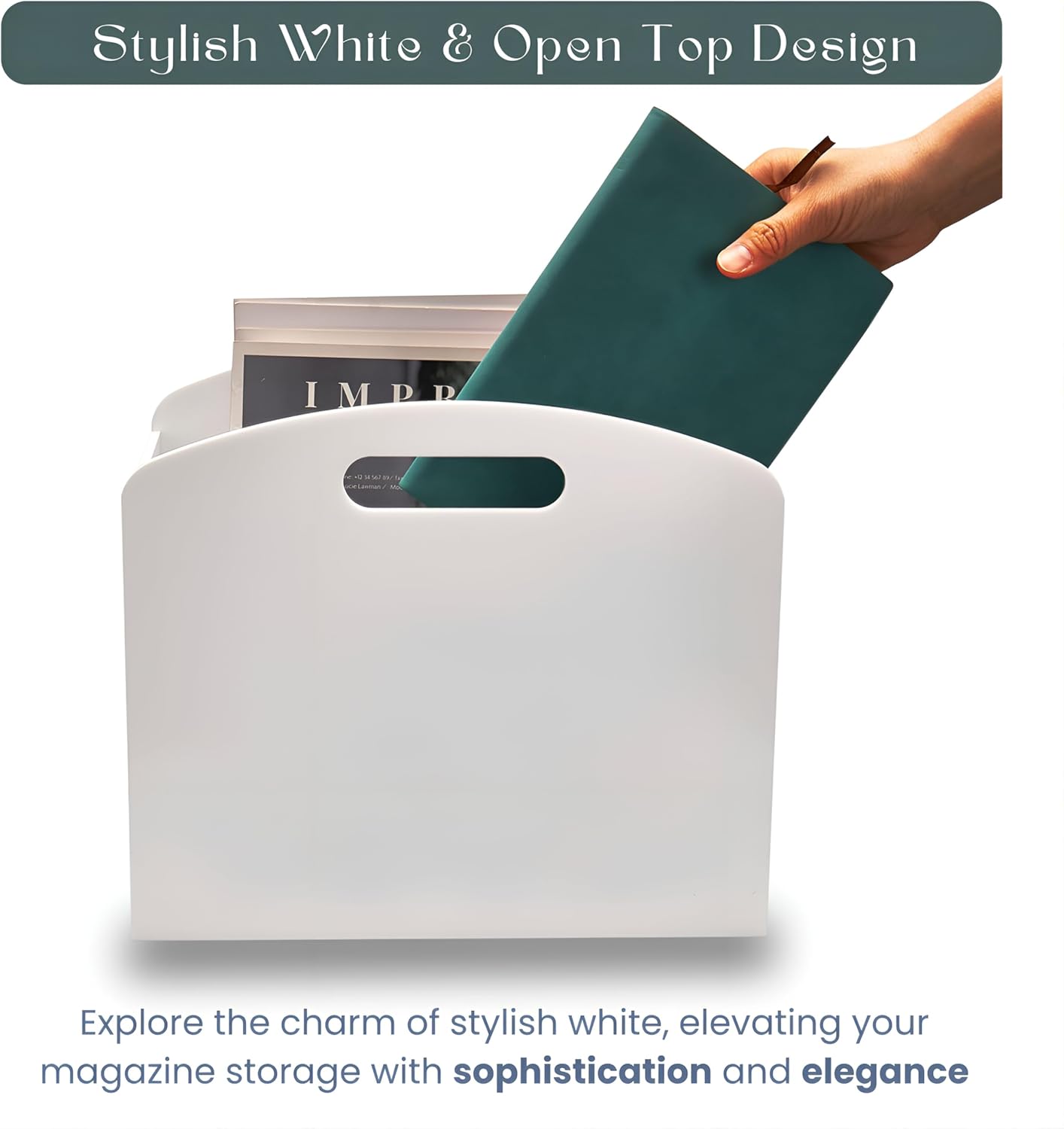 White Magazine Holder - Modern Acrylic Rack for Home