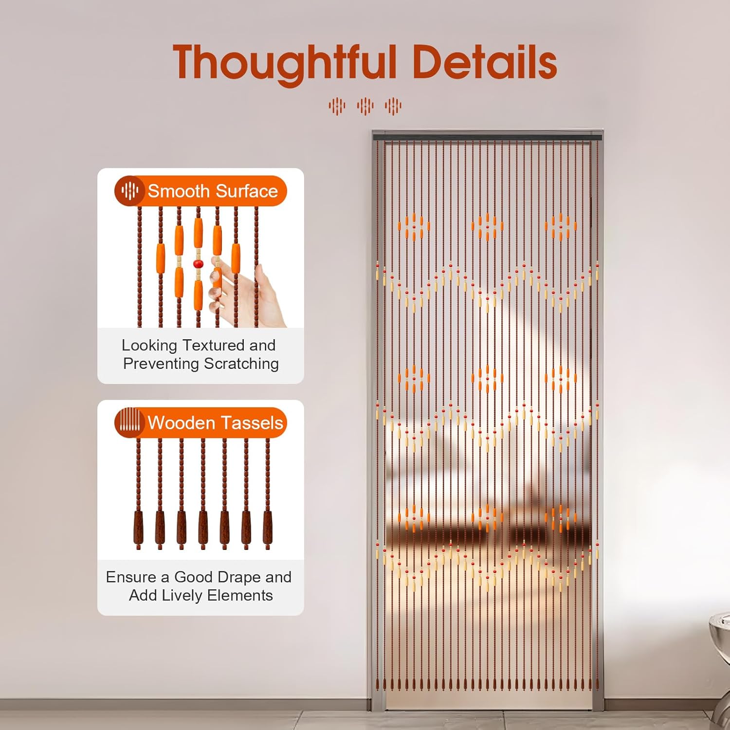LOYALHEARTDY Wood Beaded Curtain 31 Strands