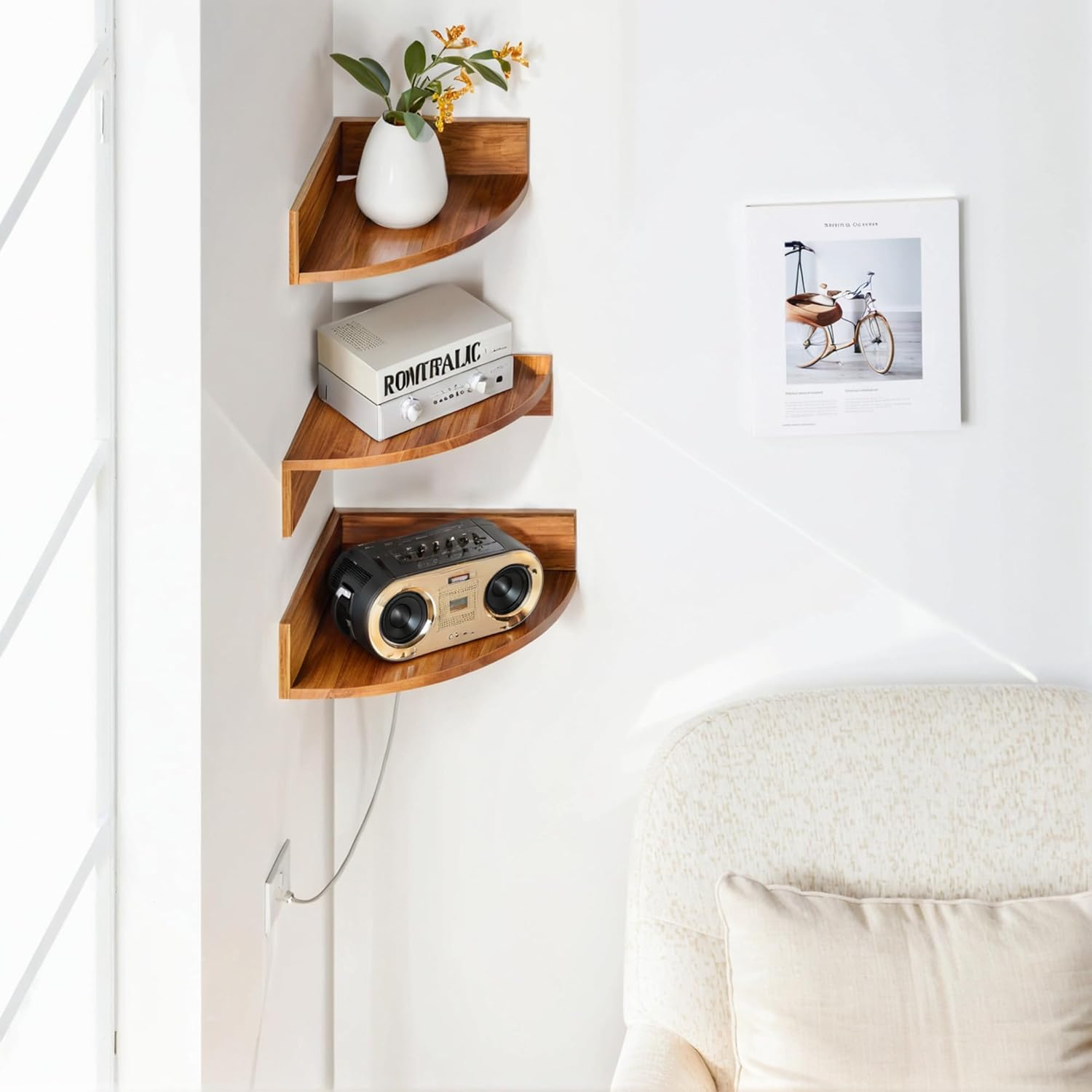 Demigo Corner Shelf Wall Mount Set of 3 Brown