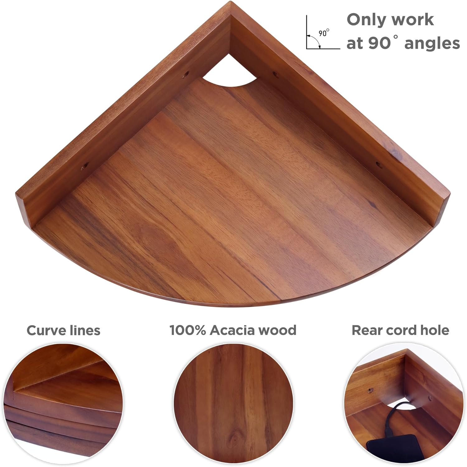 Demigo Corner Shelf Wall Mount Set of 3 Brown