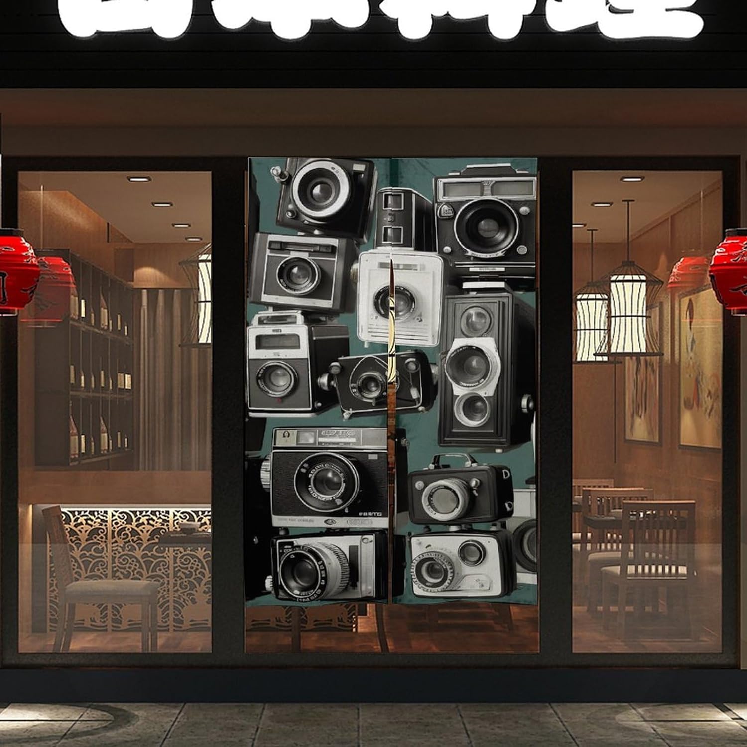 Retro Cool Camera Door Cover Curtain 57x17 Inches