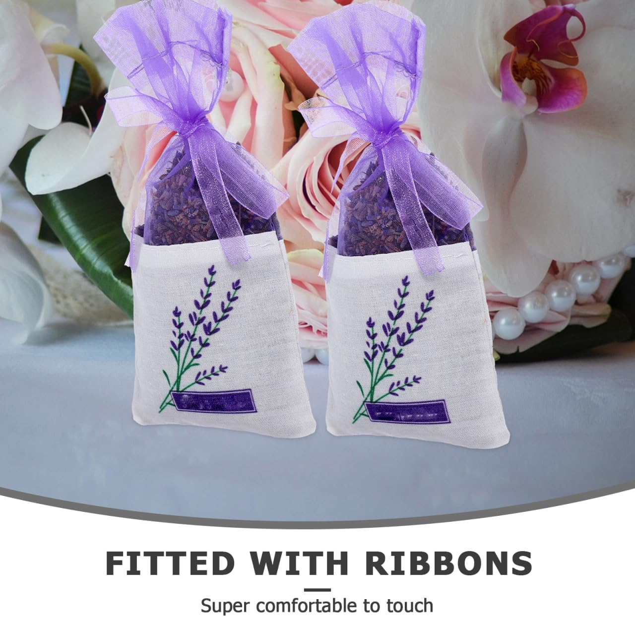 DOITOOL Lavender Sachet Bags 25 Pack - Organza Gauze with Ribbon