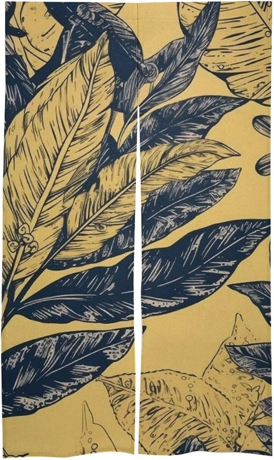 Japanese Noren Door Curtain with Mongolian Leaf Print