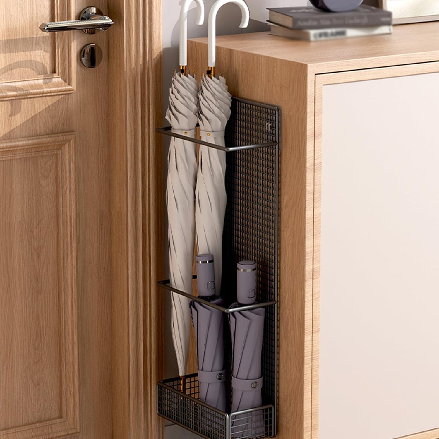 Punch-Free Wall-Mounted Umbrella Stand Black 20cm