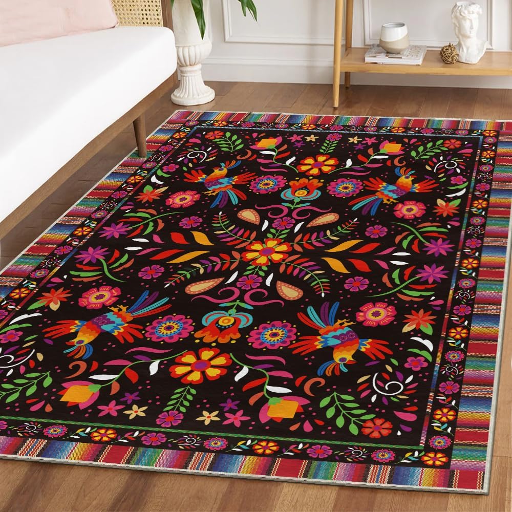 Artoid Mode Bird Dia De Los Muertos Mexican Fiesta Area Rug 5x7 Feet