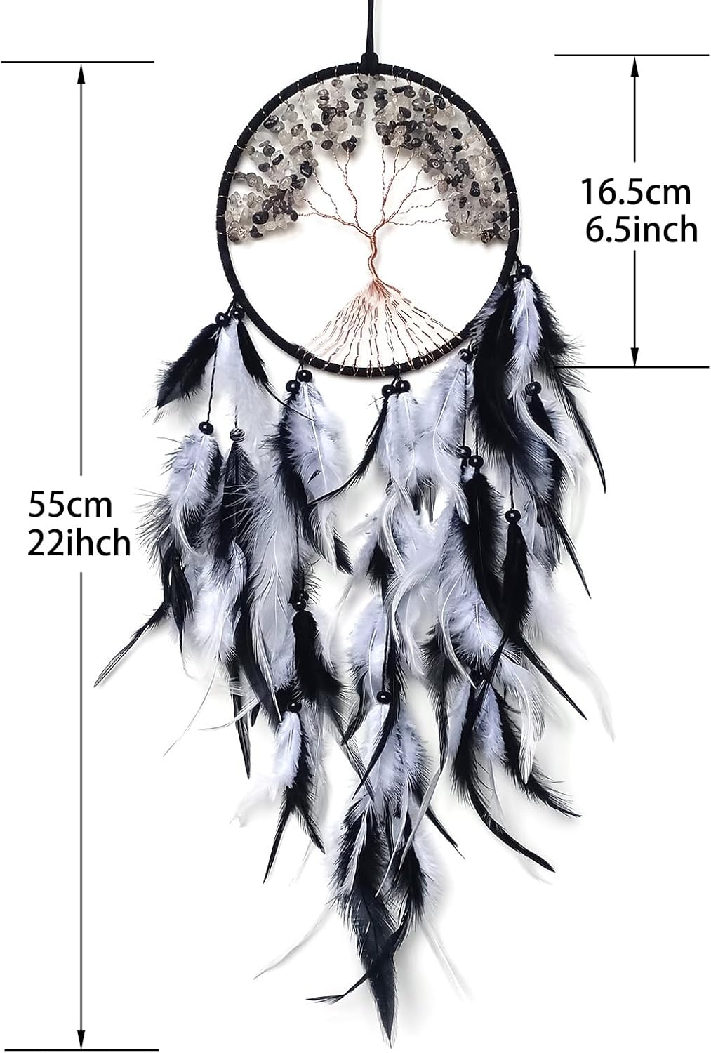 Handmade Dream Catcher Wall Decor with Crystal and Feathers