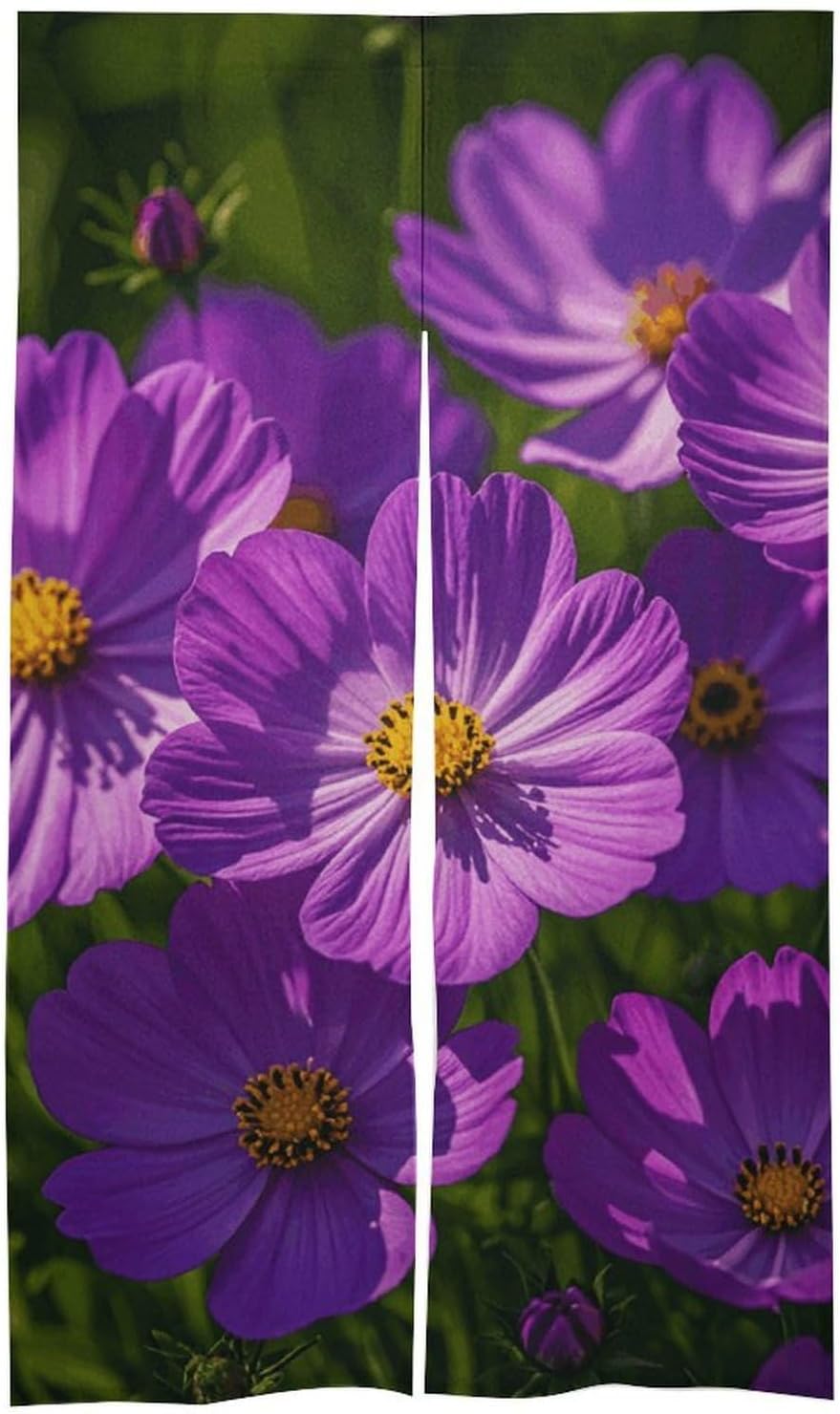Purple Flowers Door Cover Curtain 57x17 Inches
