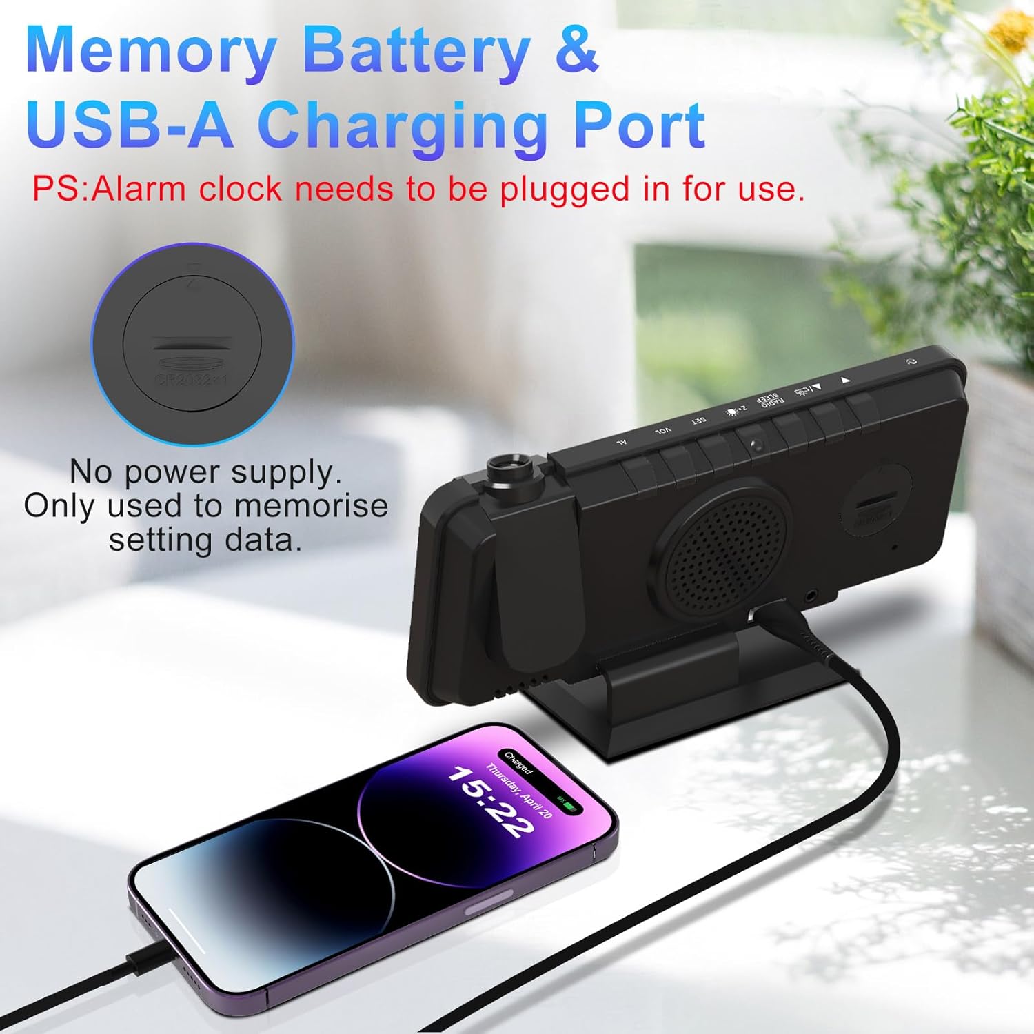 TAKRINK Projection Alarm Clock with Ceiling Projector and Dual Alarms