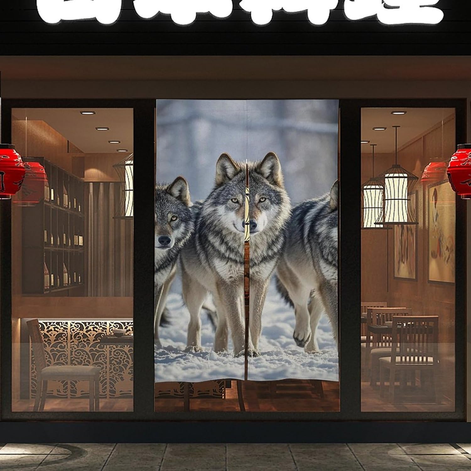 Wolves Door Cover Curtain 57 X 17 Inches