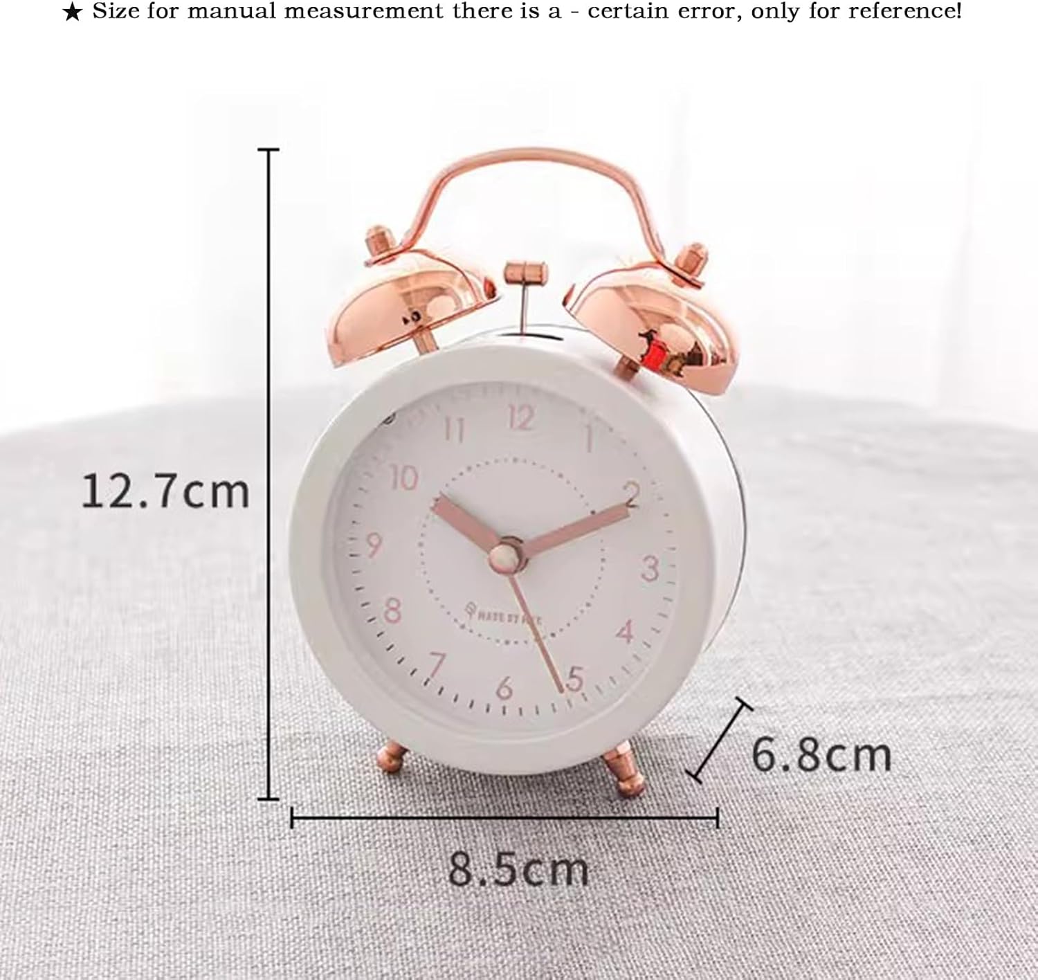 Rose Gold Simple Metal Alarm Clock with LED Light