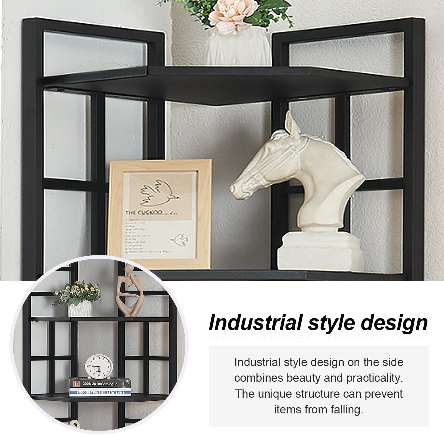 HOMISSUE 6 Tier Corner Bookshelf Black 769 Inch Tall