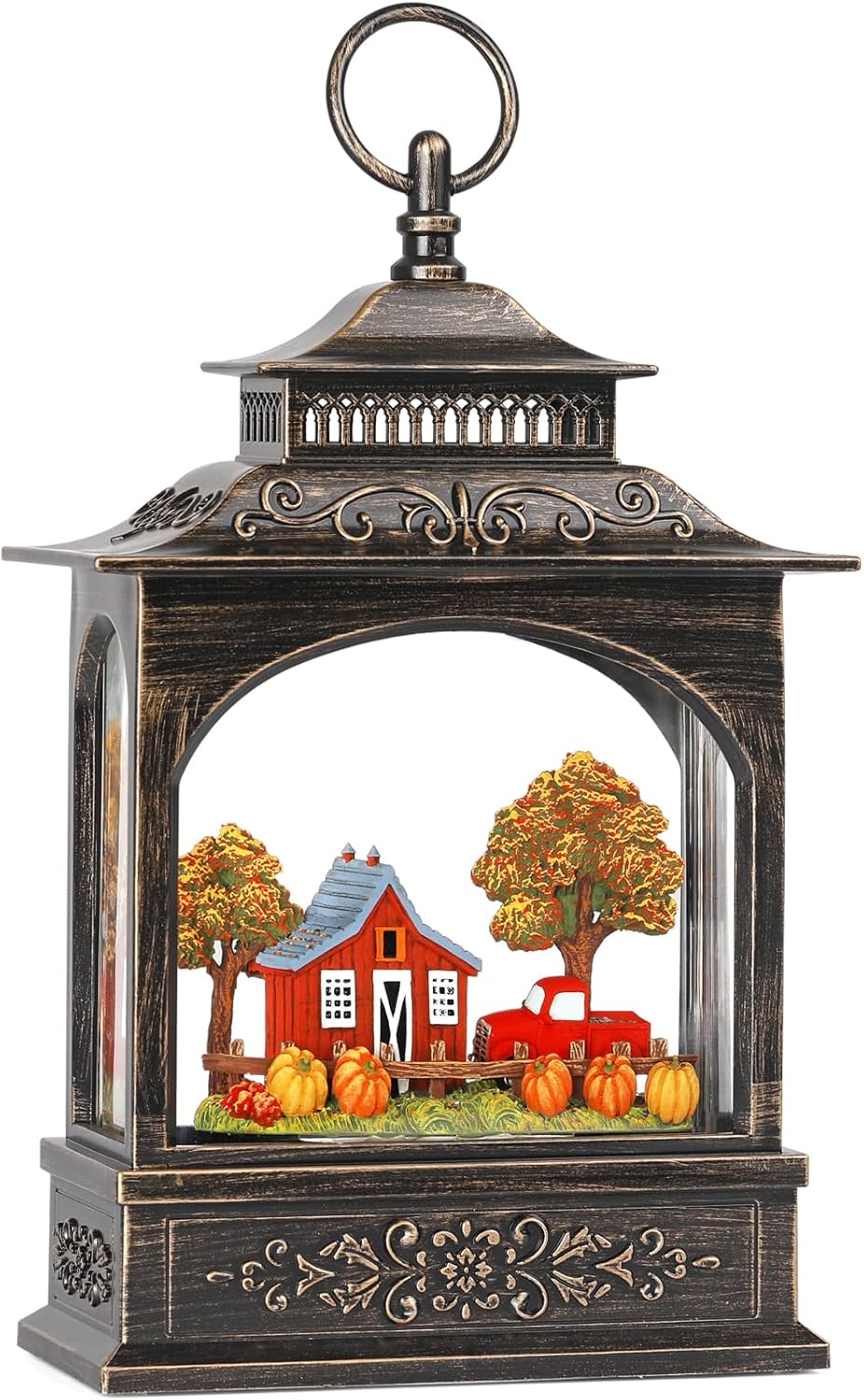 Fall Snow Globe Lantern with Timer and 2 Power Options