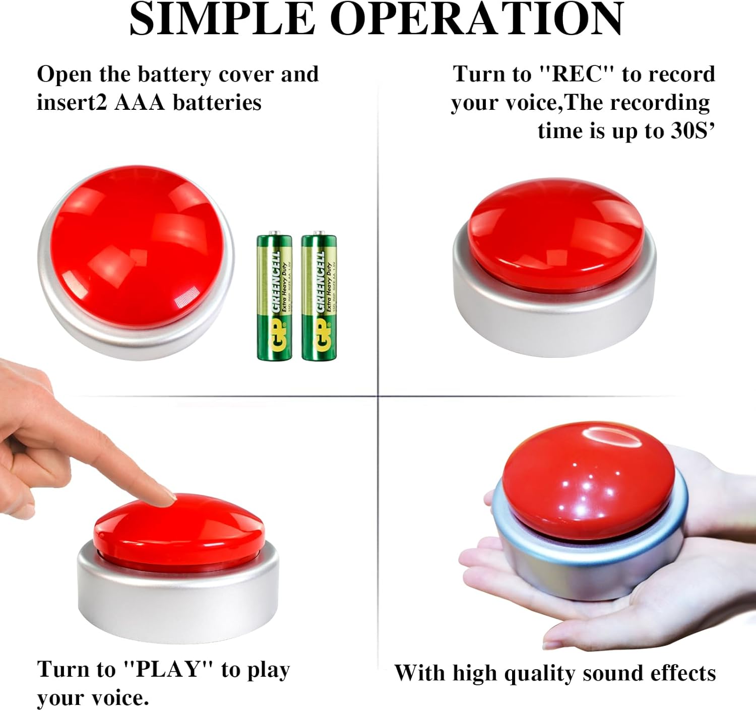 Extra Large Talking Alarm Clock for Blind and Elderly
