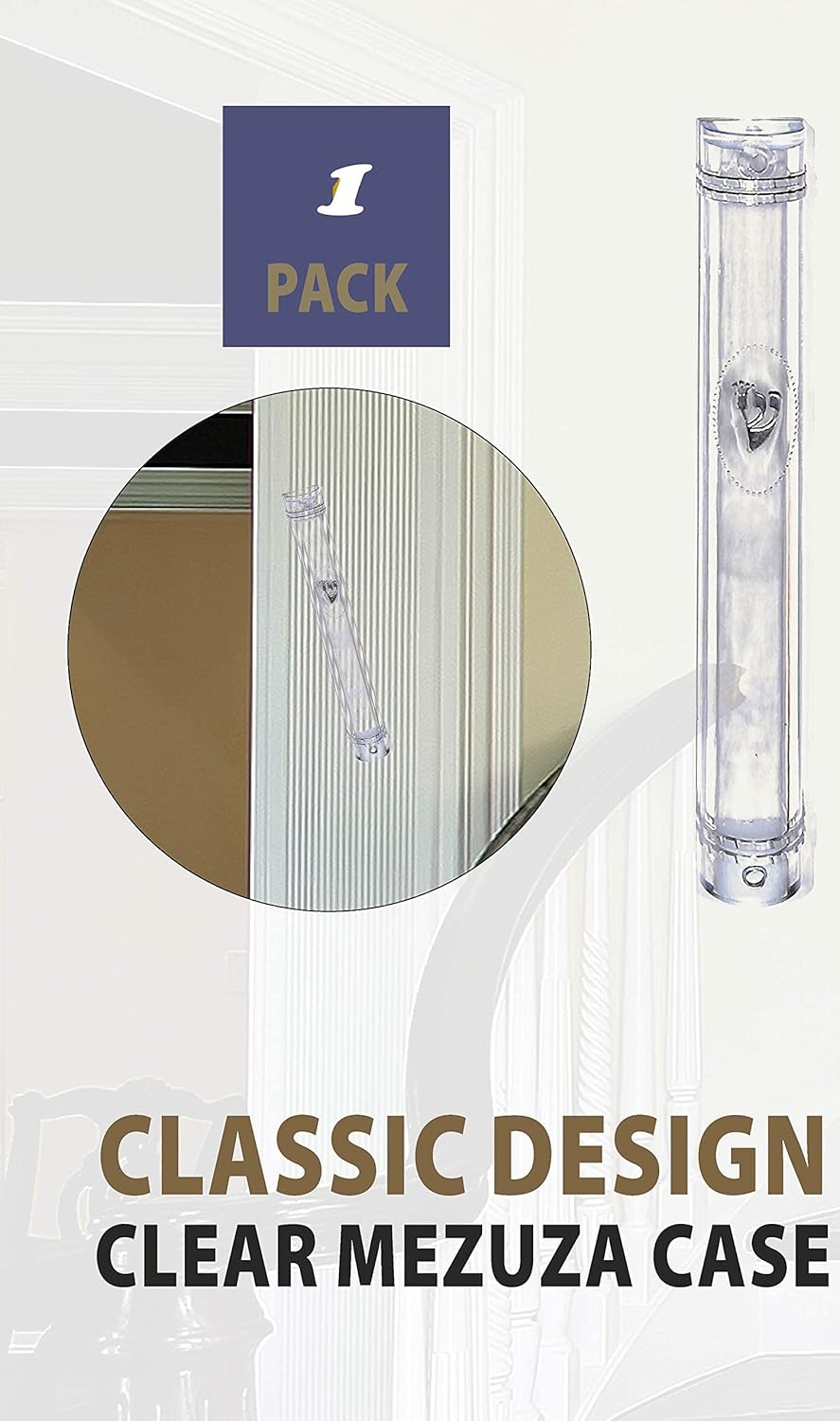 SS Super Stam Mezuzah Case Holder 15cm Scroll
