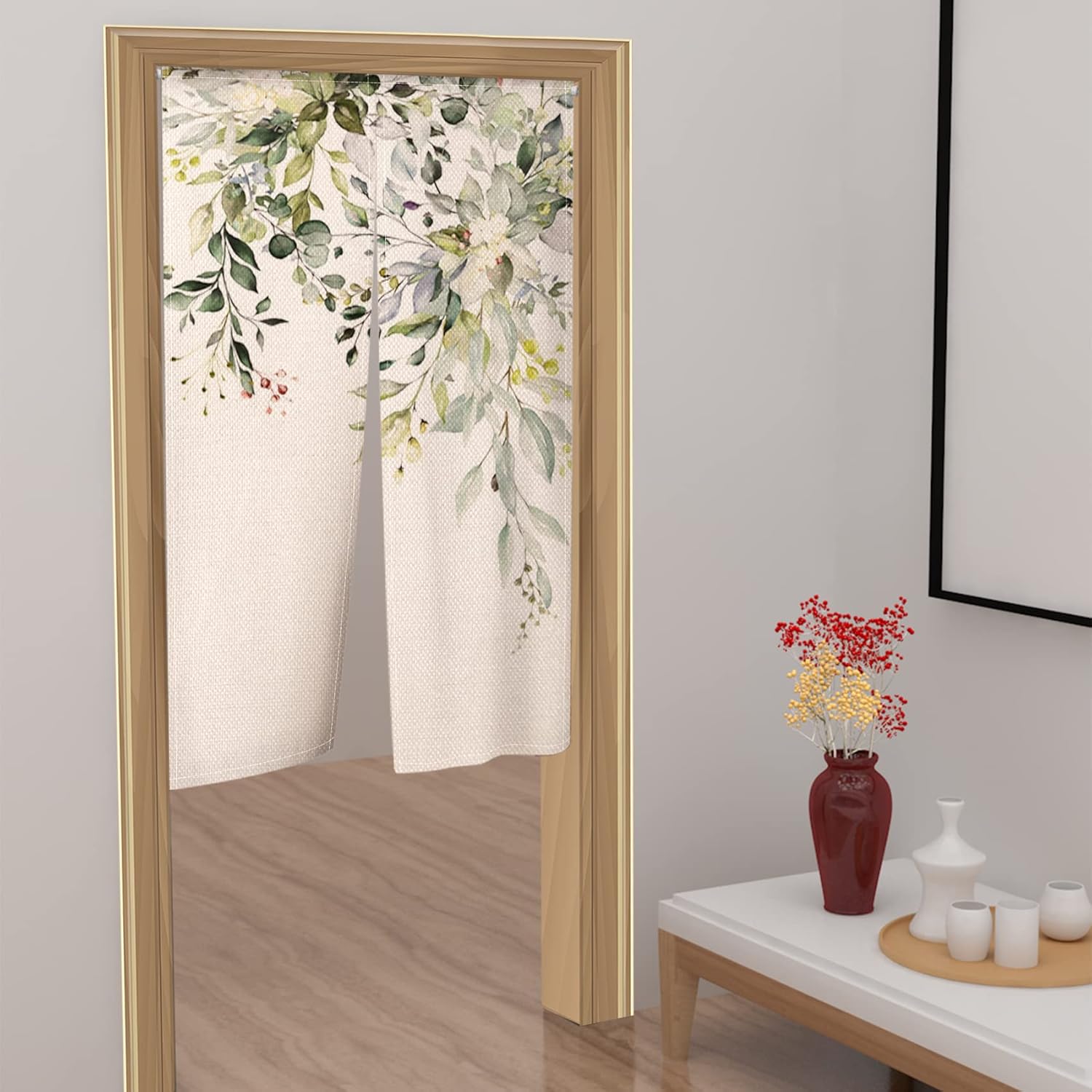 Green Eucalyptus Doorway Curtain for Home Decor