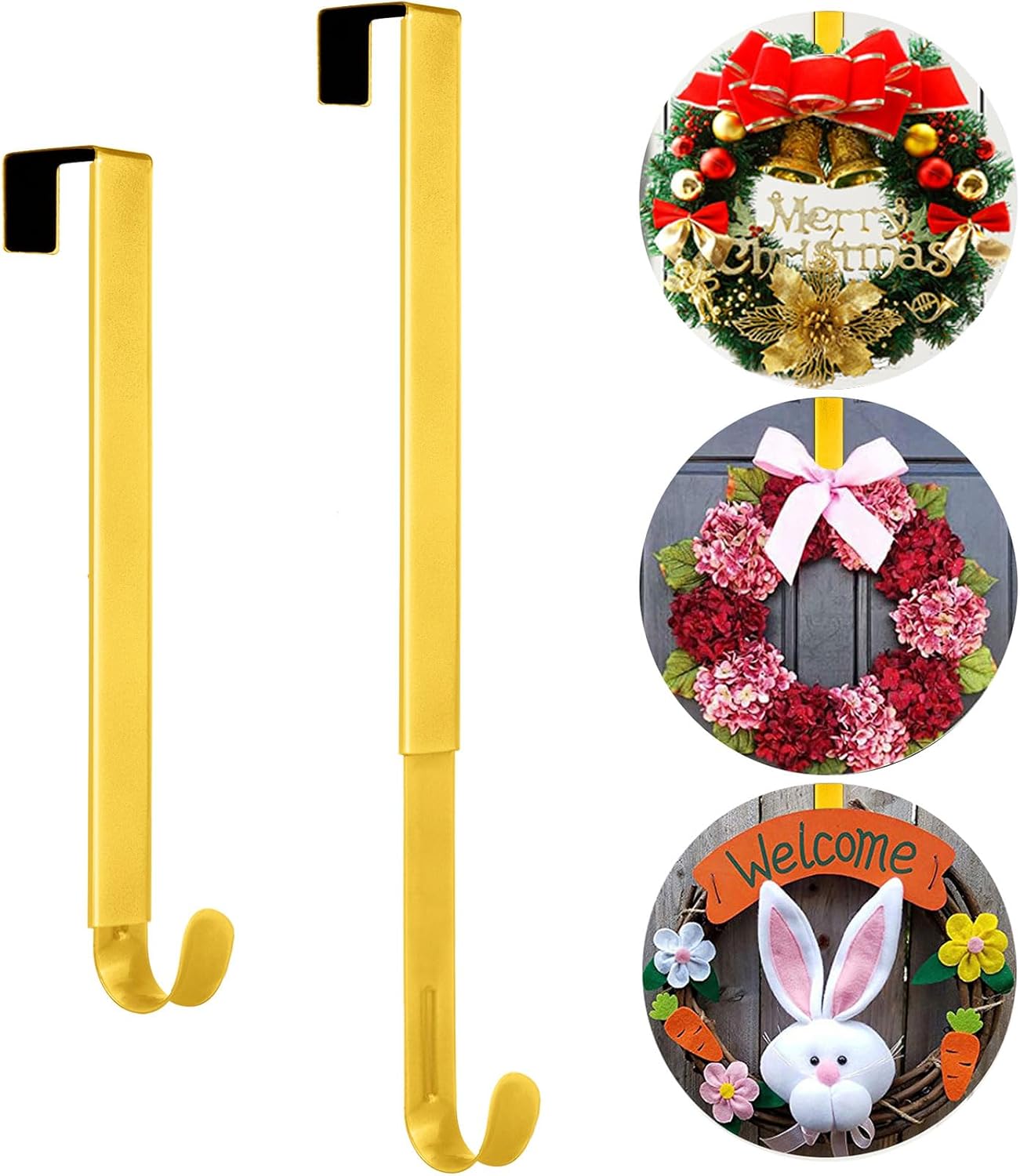 Adjustable Wreath Hanger for Front Door Non Scratch 20lbs Metal Hook